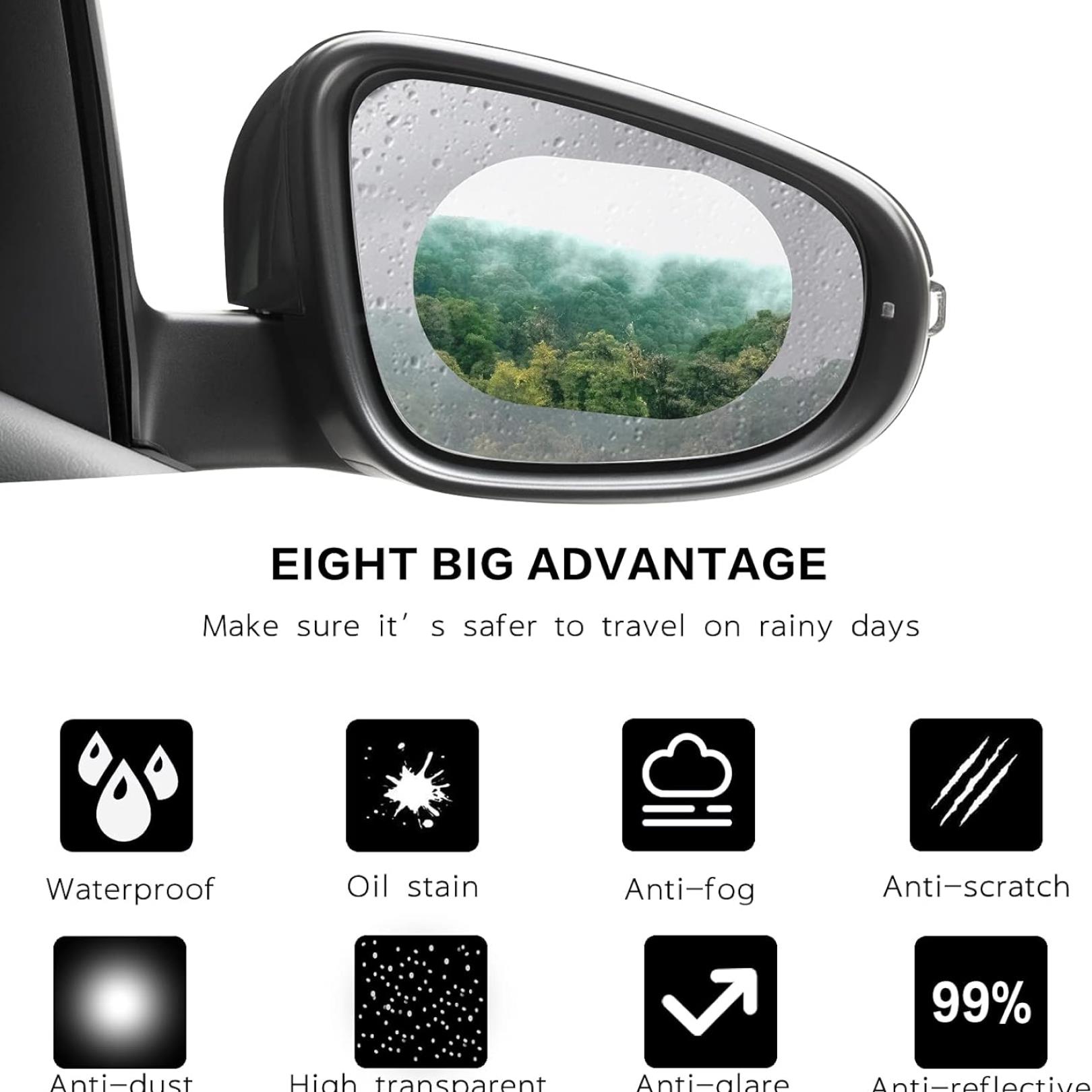 Anti-Fog & Anti-Scratch Rearview Mirror Film – HD Protective Sticker (1 Pc) - view 2