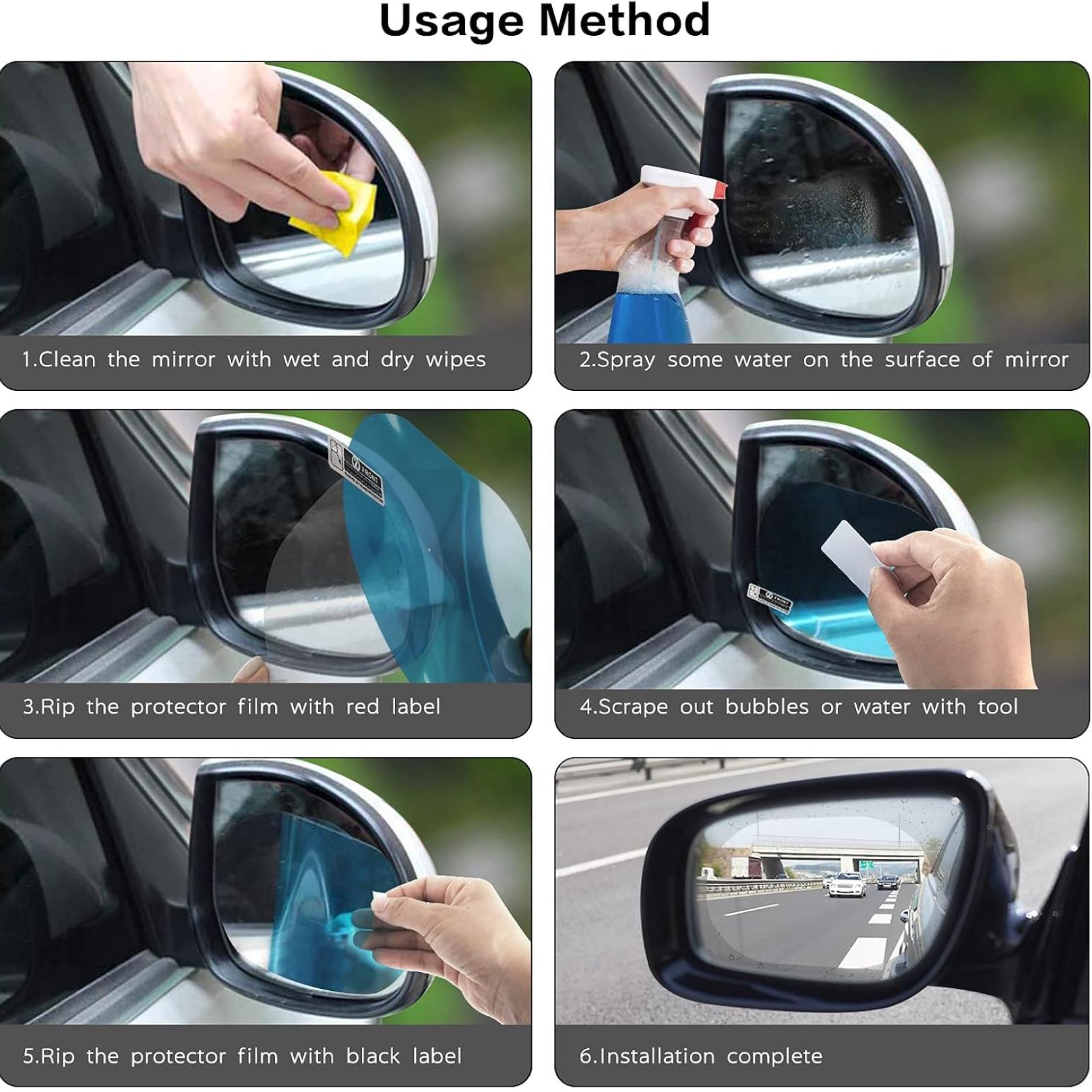 Anti-Fog & Anti-Scratch Rearview Mirror Film – HD Protective Sticker (1 Pc) - view 5