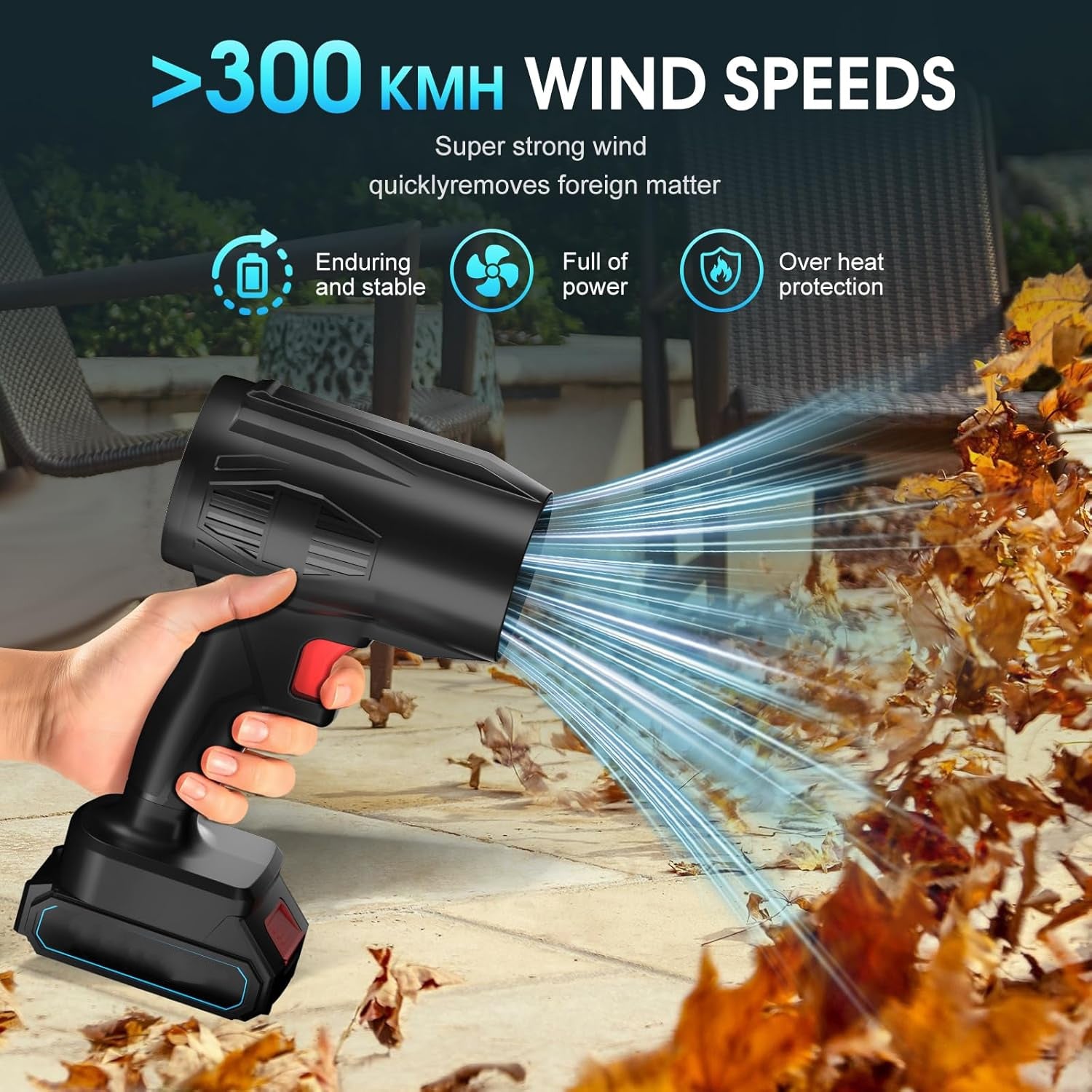 High-Power Cordless Leaf Blower Fan with Rechargeable Battery (1 Pc) - view 3