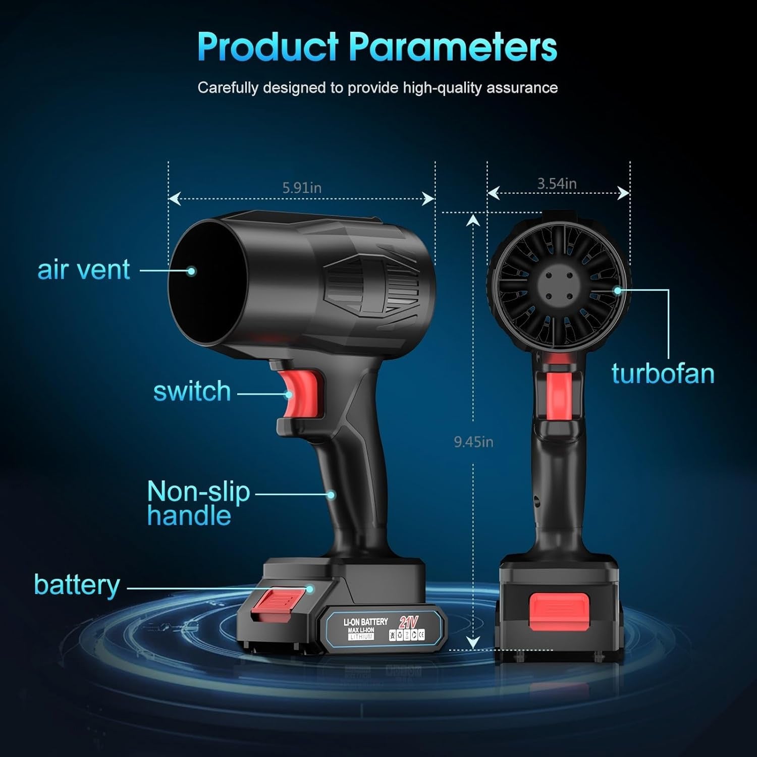 High-Power Cordless Leaf Blower Fan with Rechargeable Battery (1 Pc) - view 6
