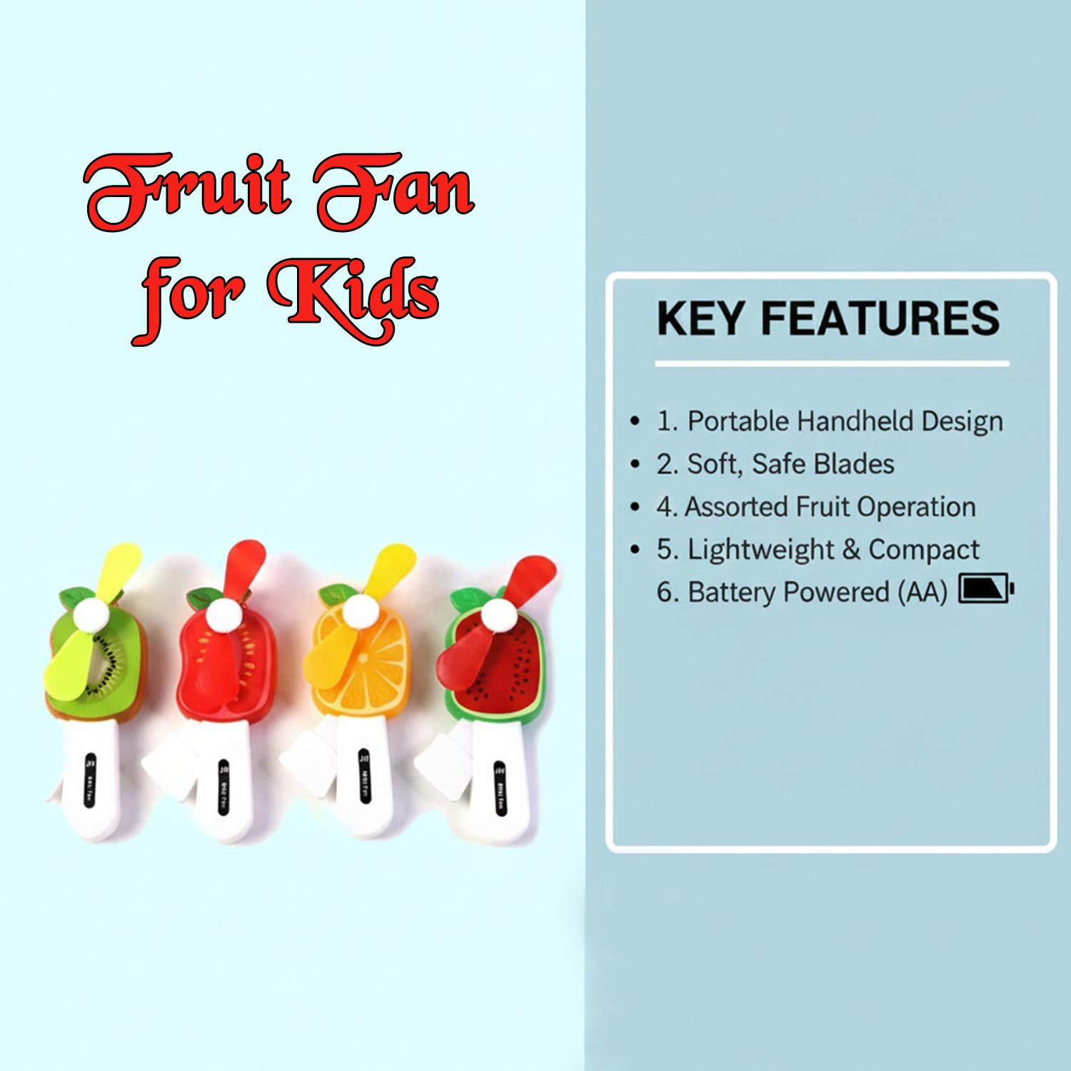 Mini Hand Pressure Fruit-Shaped Fan for Kids (1 Pc / Mix Design) - view 3