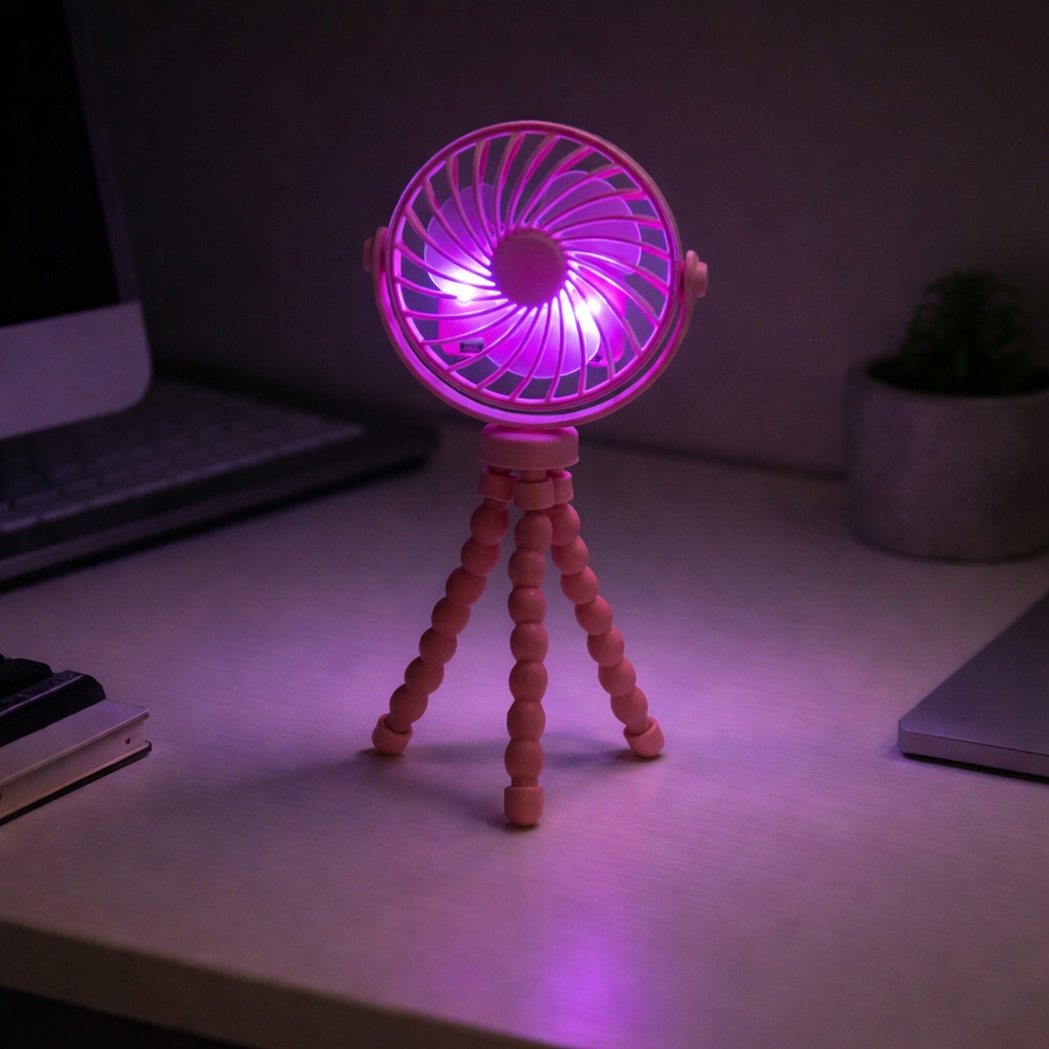 Portable Rechargeable LED Light Fan with Flexible Tripod Stand (1 Pc) - view 4