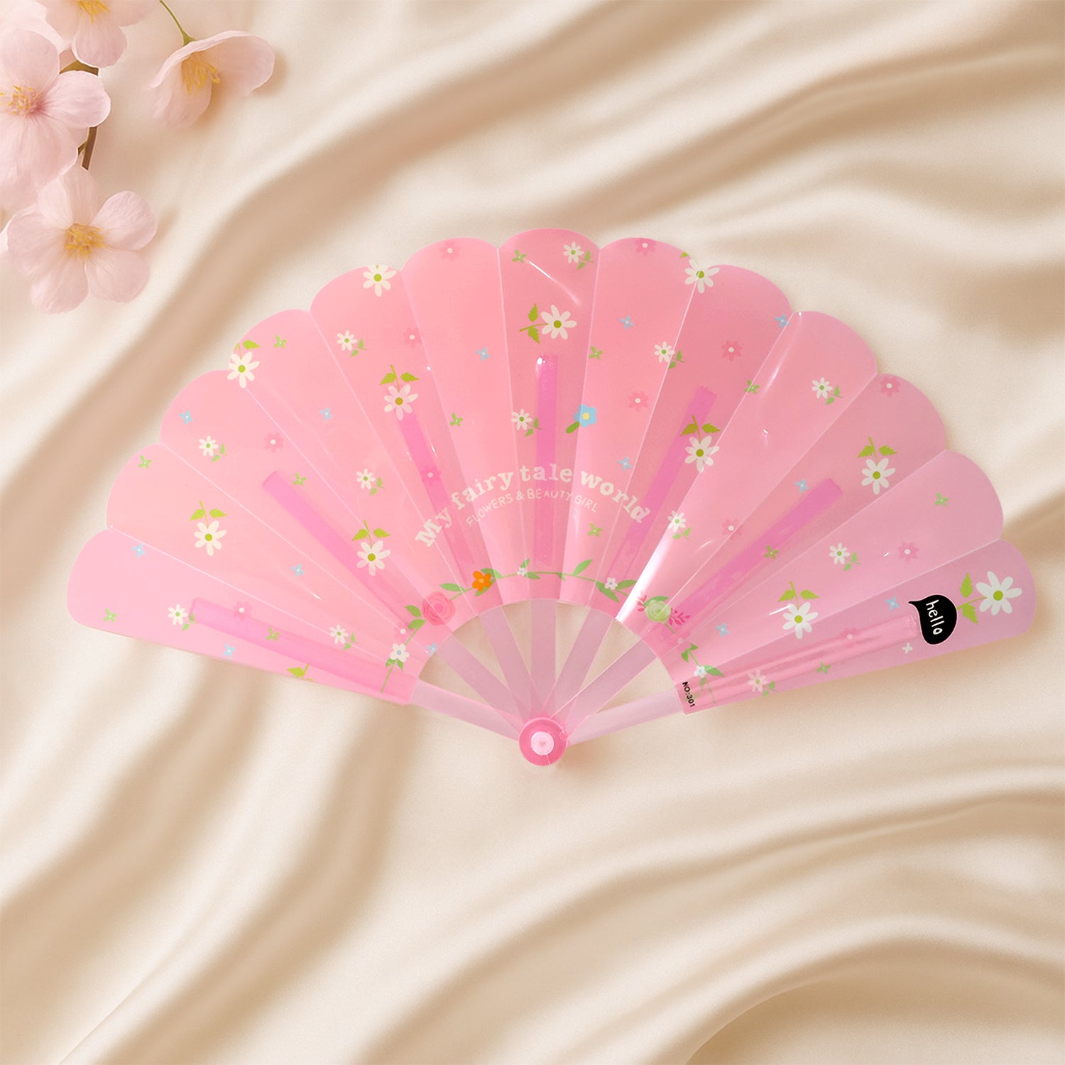 Foldable Hand Fan with Floral Print - (1 Pc) - view 6