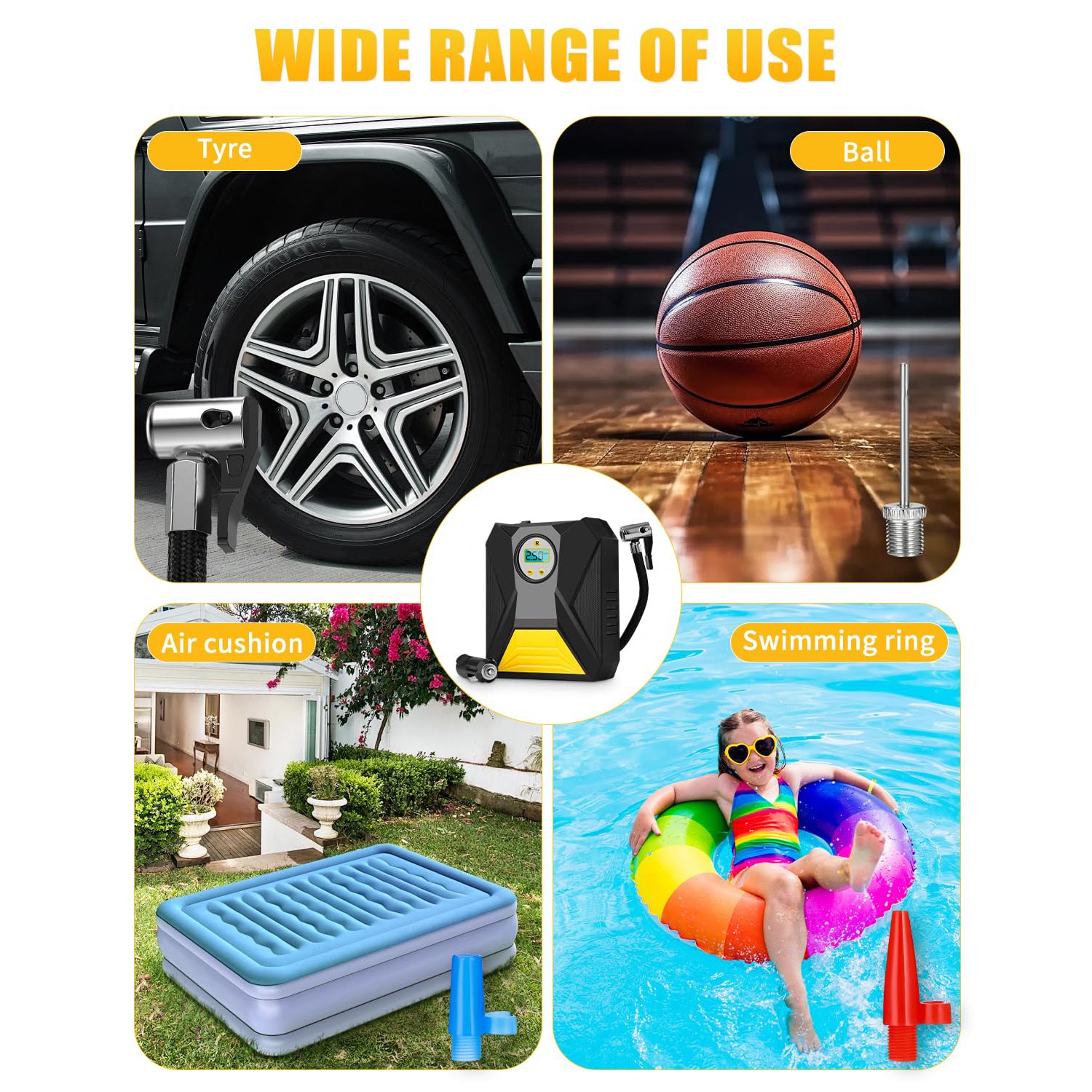 Mini Digital Portable Car Tyre Air Compressor - (1 Pc) - view 4