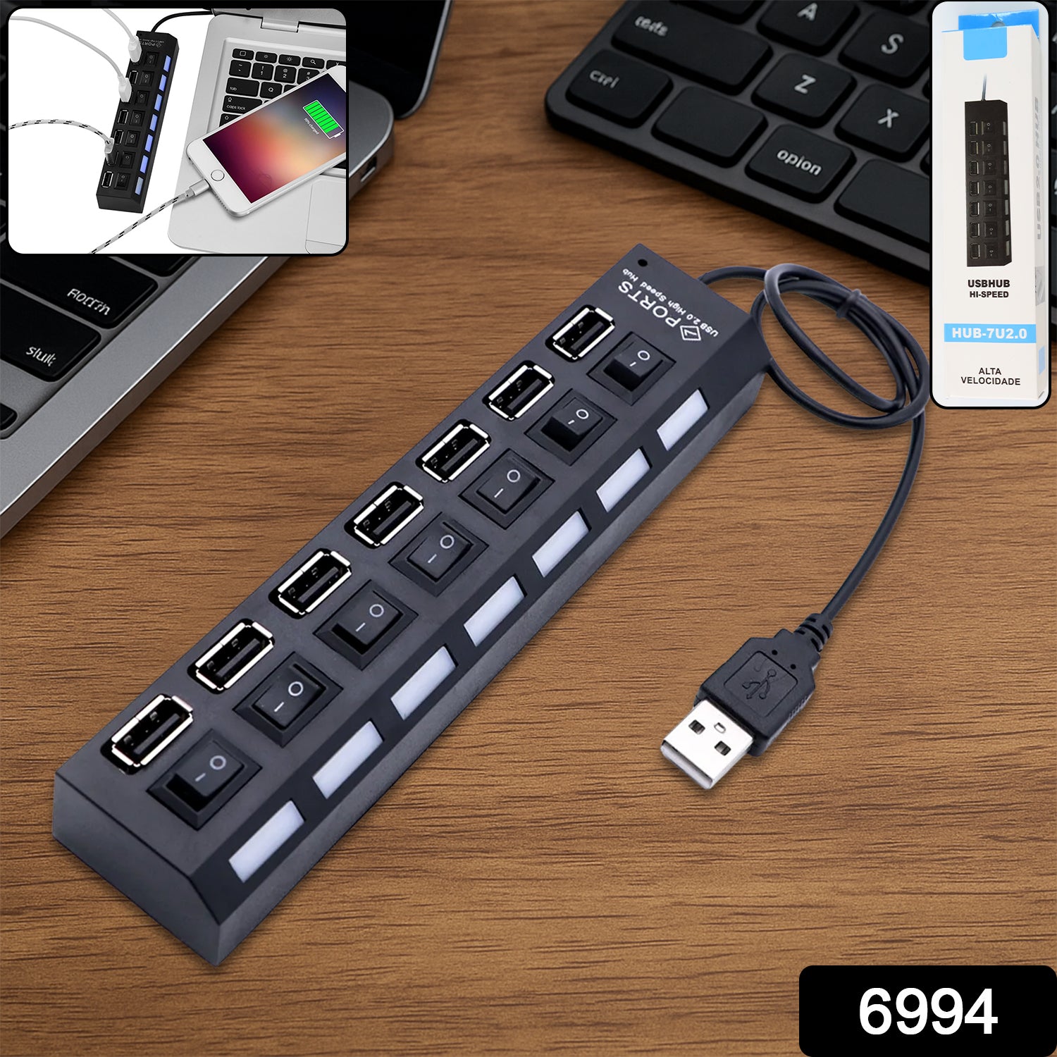 USB Splitter Multi Port USB 2.0 Hub, 7 Port - view 2