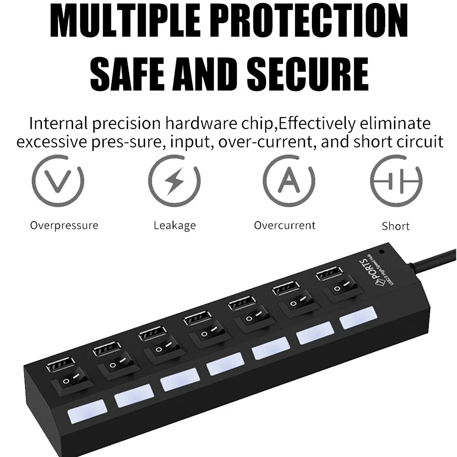 USB Splitter Multi Port USB 2.0 Hub, 7 Port - view 3