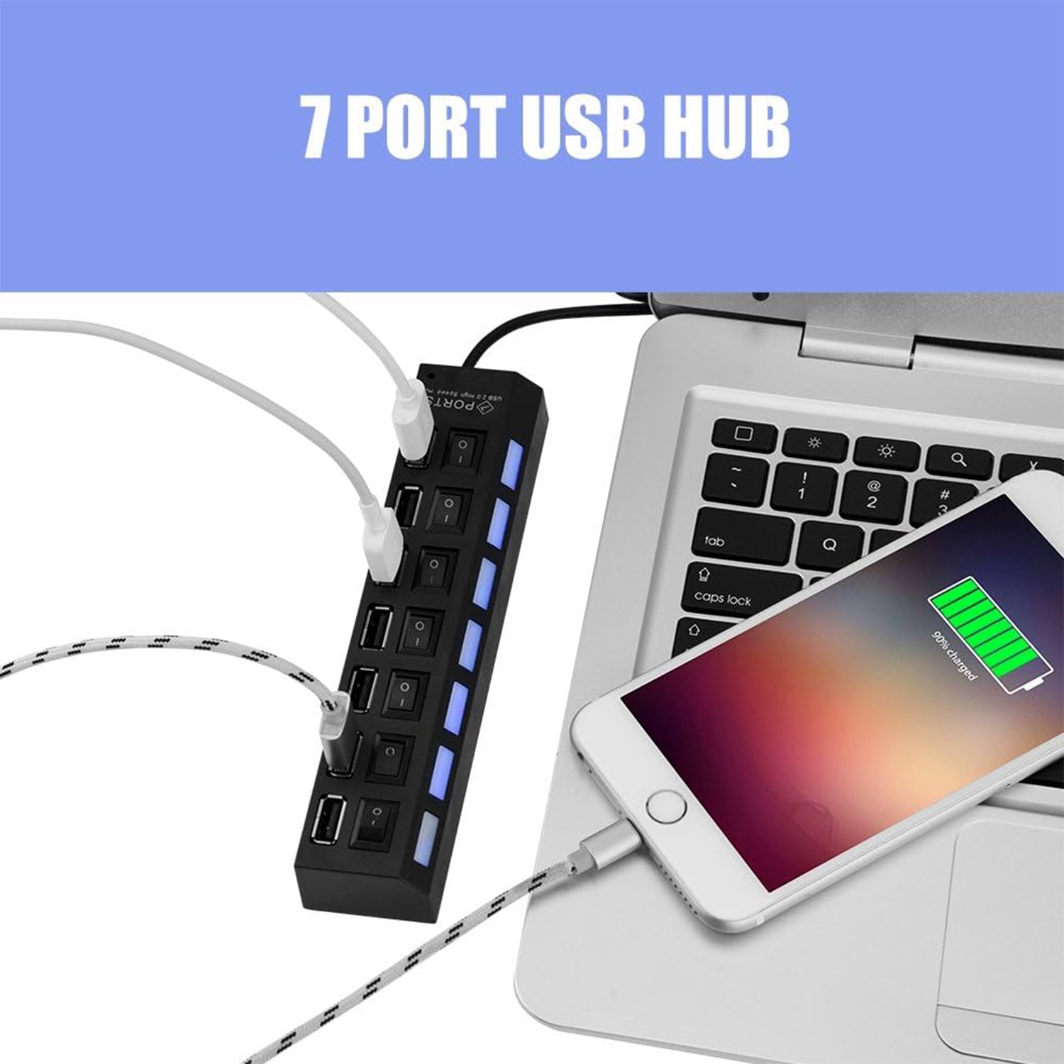 USB Splitter Multi Port USB 2.0 Hub, 7 Port - view 4