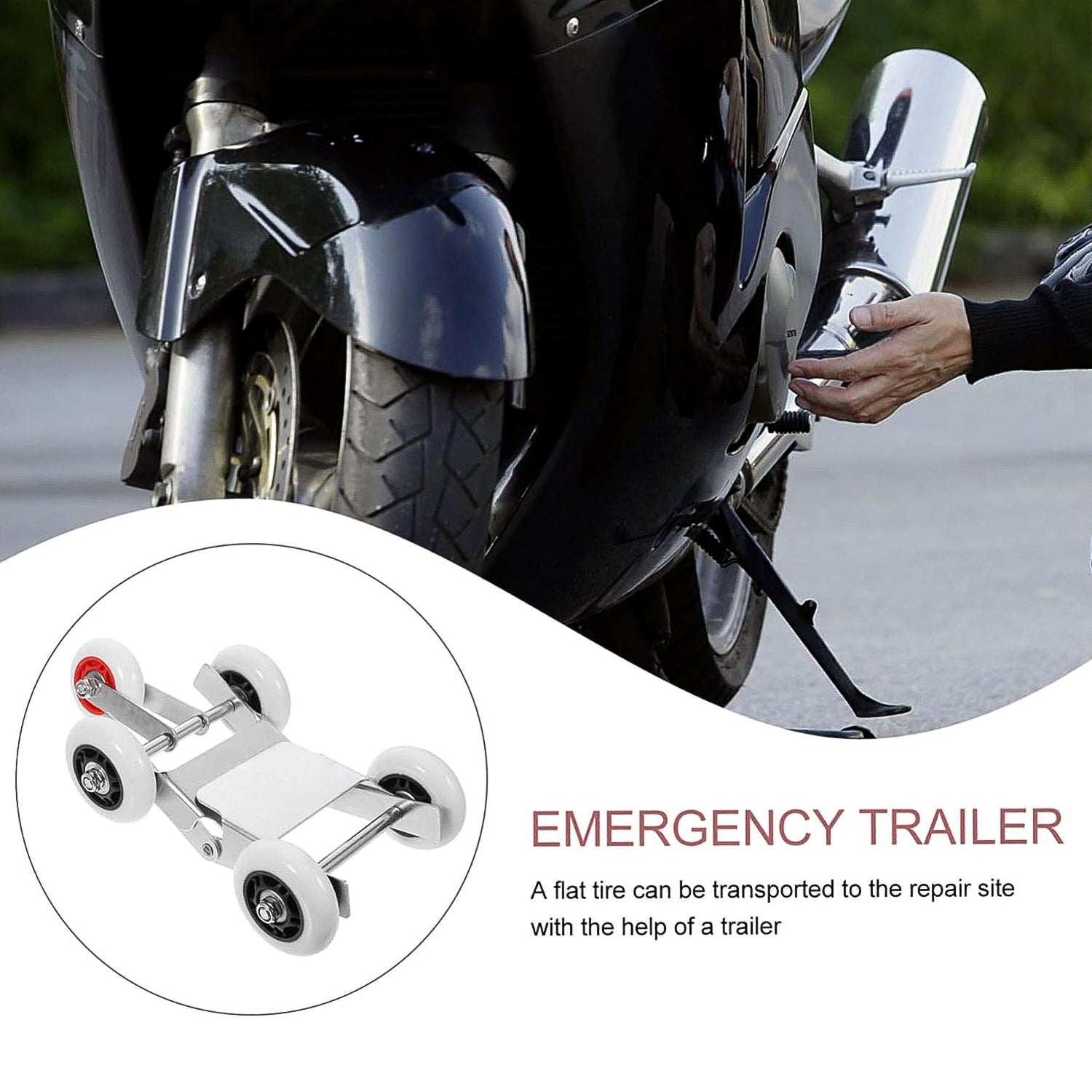 Heavy-Duty Motorcycle Front Wheel Parking Roller Stand (1 Pc) - view 4