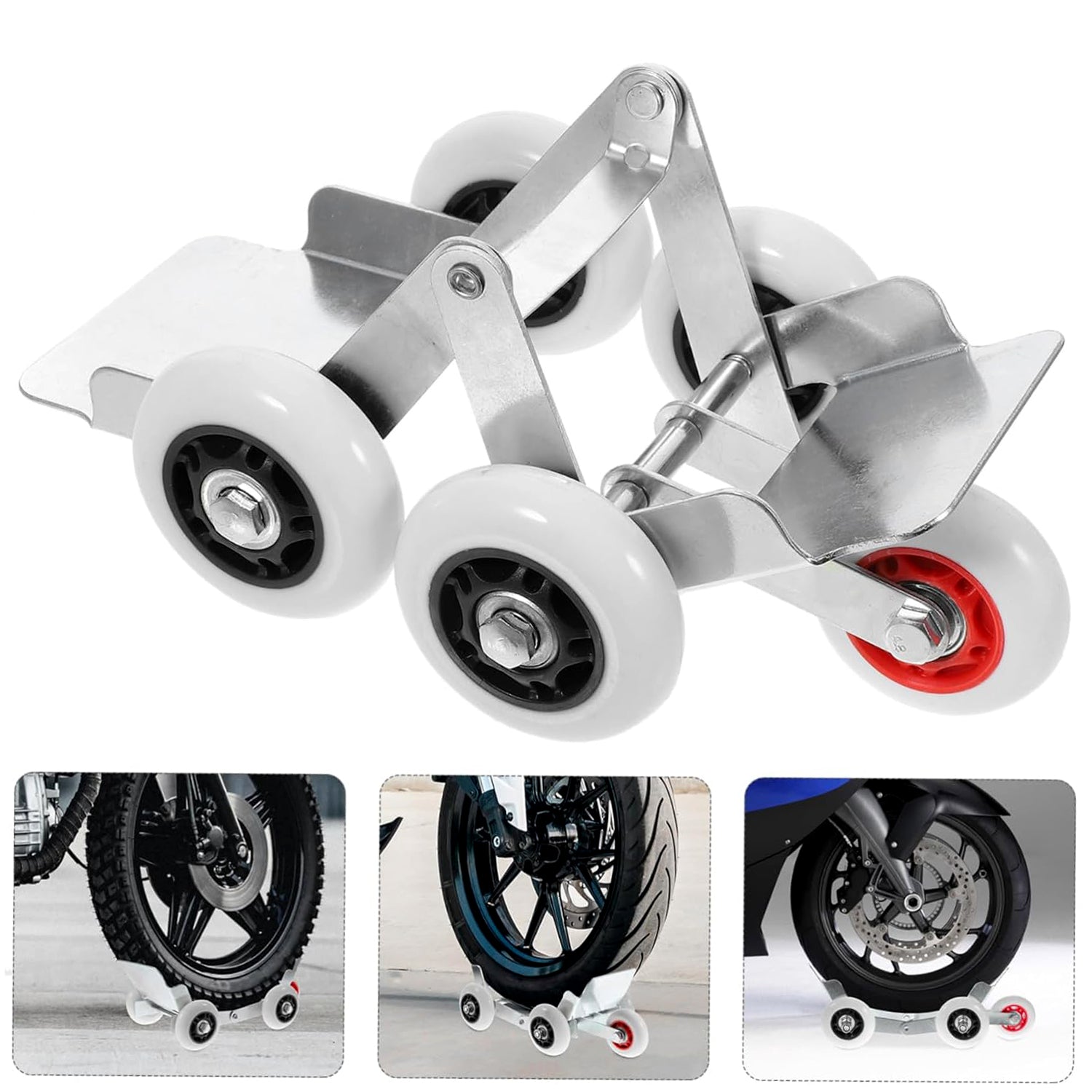 Heavy-Duty Motorcycle Front Wheel Parking Roller Stand (1 Pc) - view 6