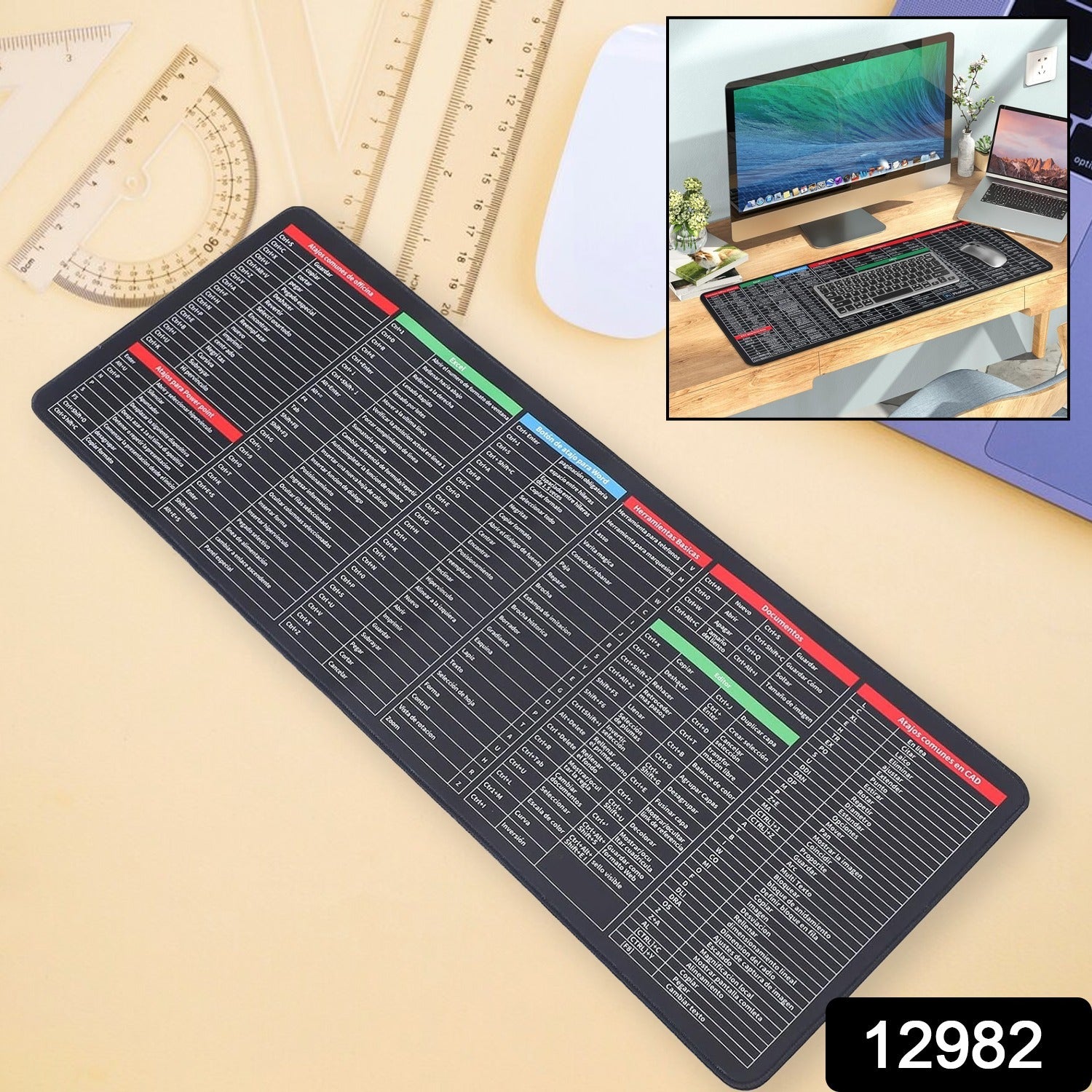 Mat of Shortcut Keyboard Mouse Pad Mat Mouse Pads for Desk Quick Key Super Large Anti-slip Keyboard Pad Desk… - view 2