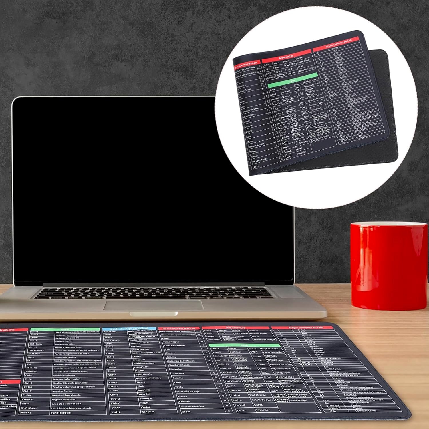 Mat of Shortcut Keyboard Mouse Pad Mat Mouse Pads for Desk Quick Key Super Large Anti-slip Keyboard Pad Desk… - view 4