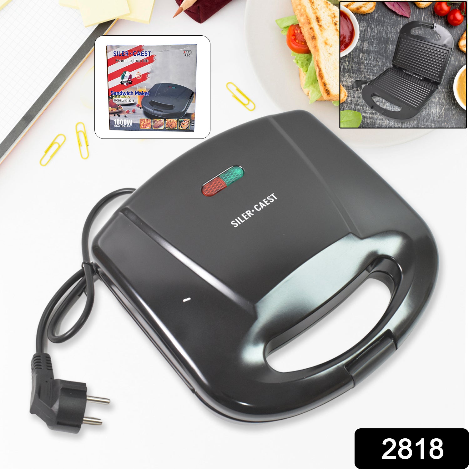 Sandwich Maker – Non-Stick Plates & Indicator Lights for Easy Home Cooking - view 2