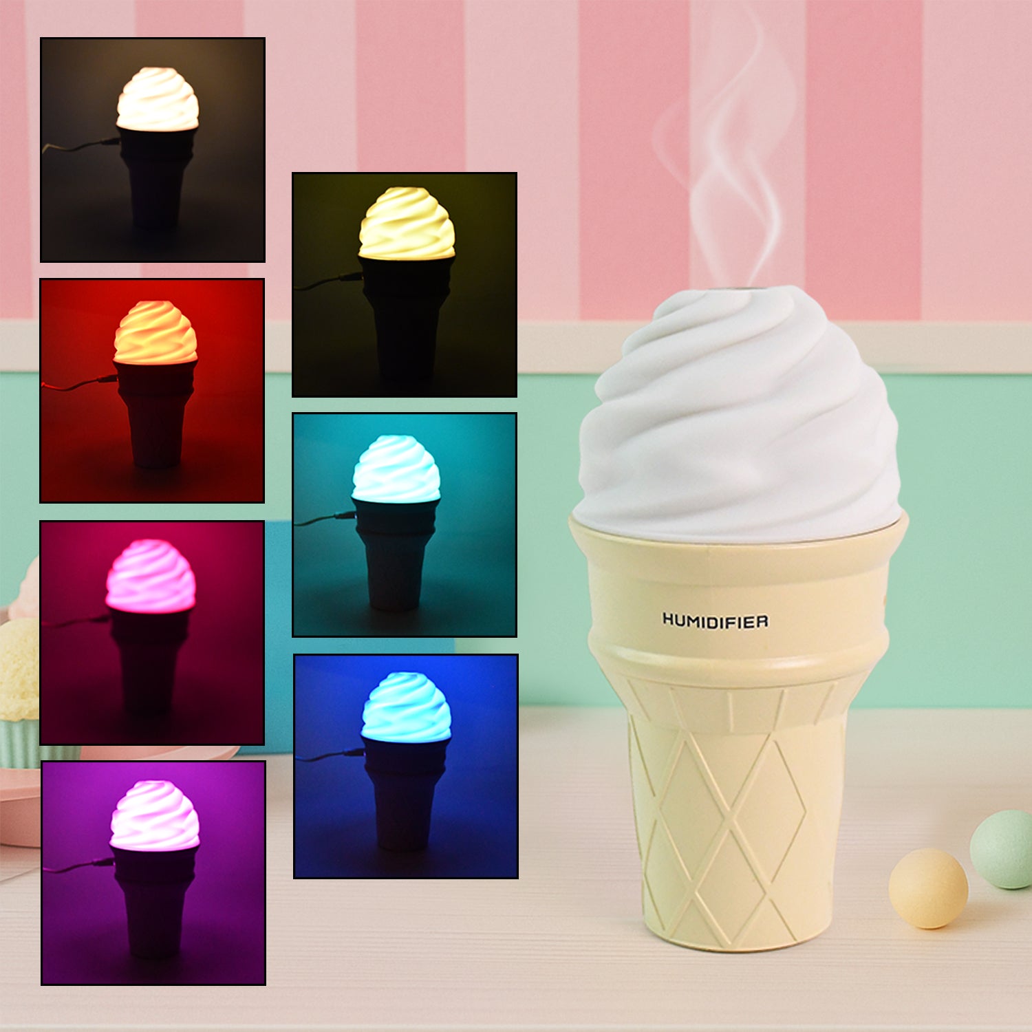 Ice Cream Cone Shape Air Freshener Humidifier (1Pc / Cream Color) - view 6