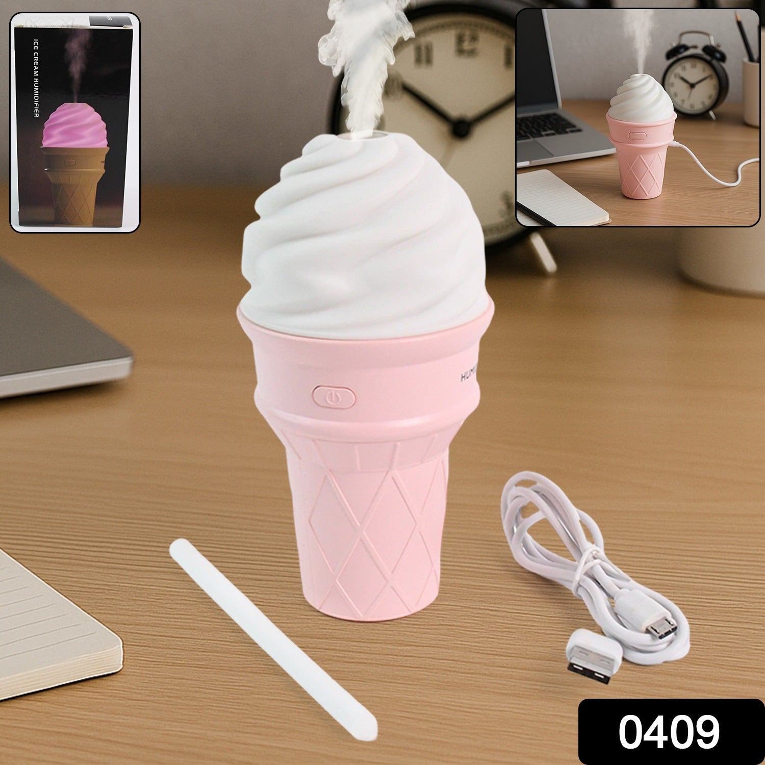Ice Cream Cone Shape Air Freshener Humidifier (1Pc / Pink) - view 2