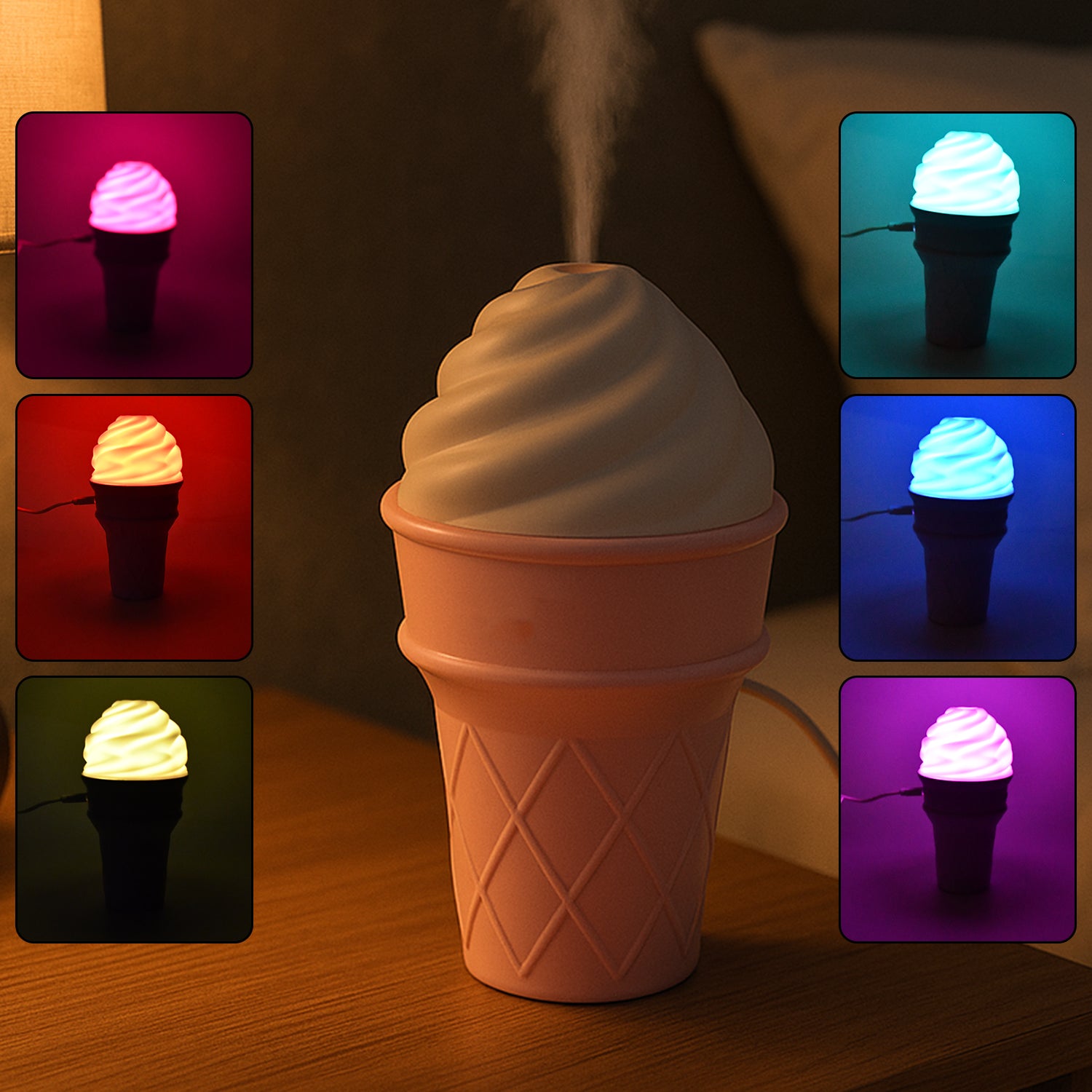 Ice Cream Cone Shape Air Freshener Humidifier (1Pc / Pink) - view 4