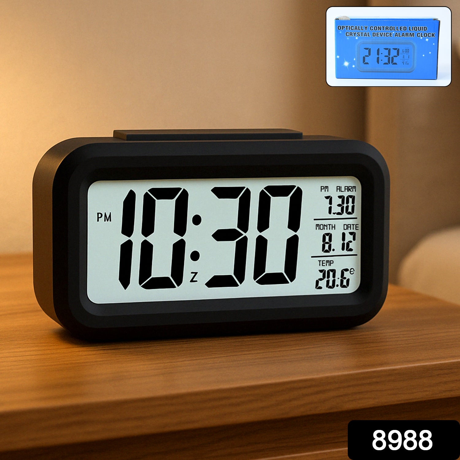 Digital LCD Alarm Clock with Backlight (1 Pc) - view 2