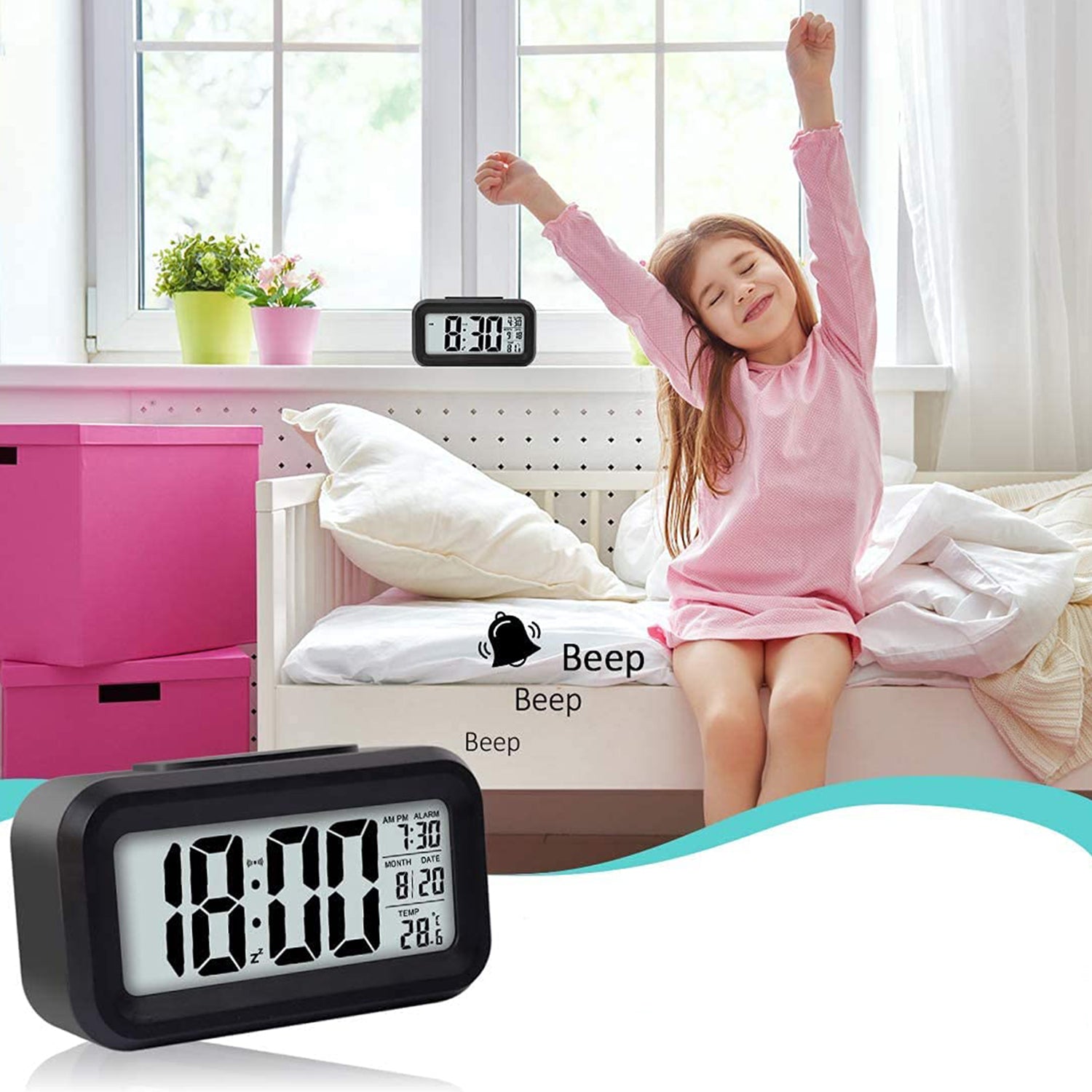 Digital LCD Alarm Clock with Backlight (1 Pc) - view 6