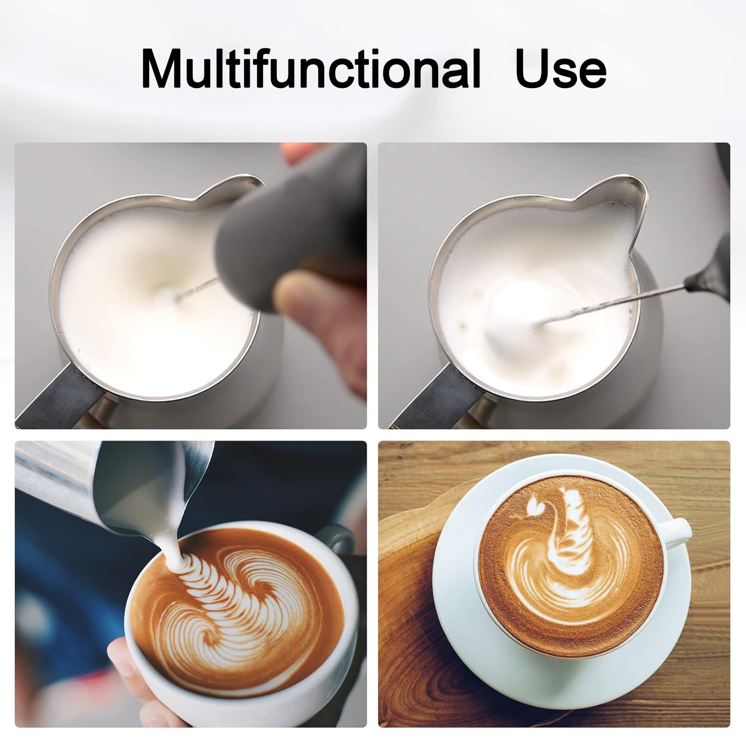 Small Electric Handheld Milk Frother with Stainless Steel Whisk (1 Pc) - view 5