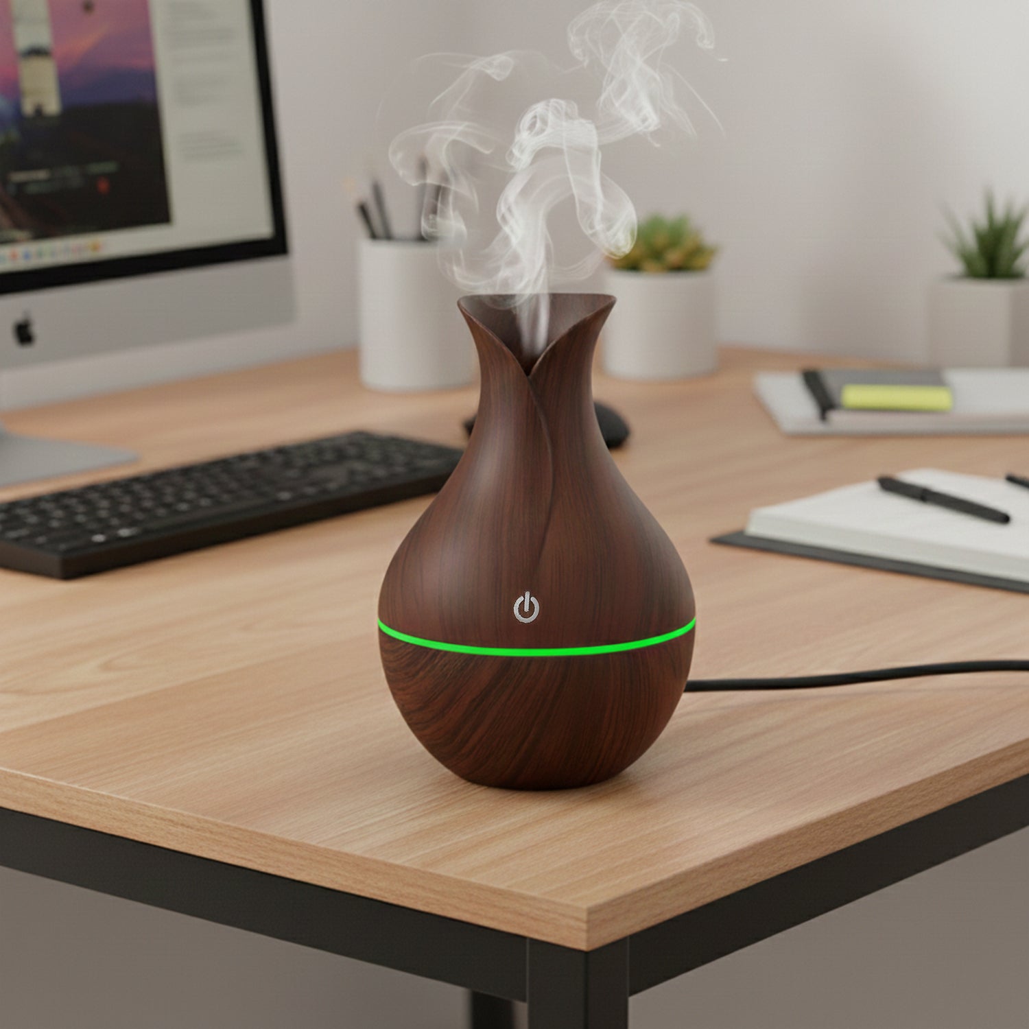 Mini Wooden Vase Pot Diffuser Cool Mist Atomization Humidifier (1 Pc) - view 3
