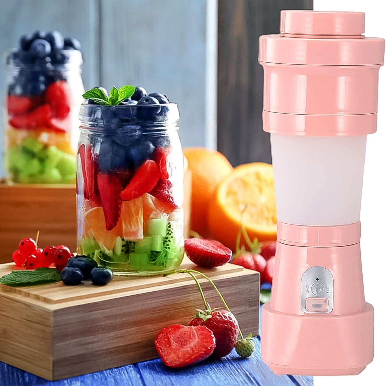 Foldable Electric Juicer, Portable Blender Stainless Steel 6 Blades (500 ML) - view 5