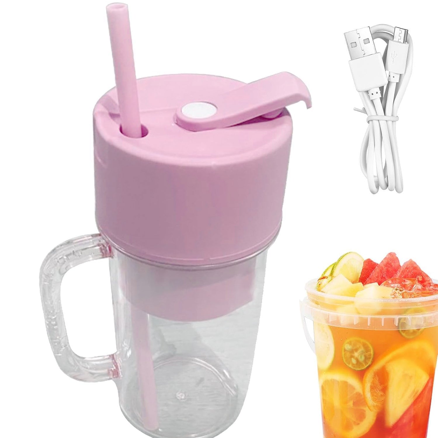 2 In1 Portable Crusher Juicer With Handle & Straw for Smoothie Sipper USB Rechargeable (340 ml) 6 Stainless S… - view 3