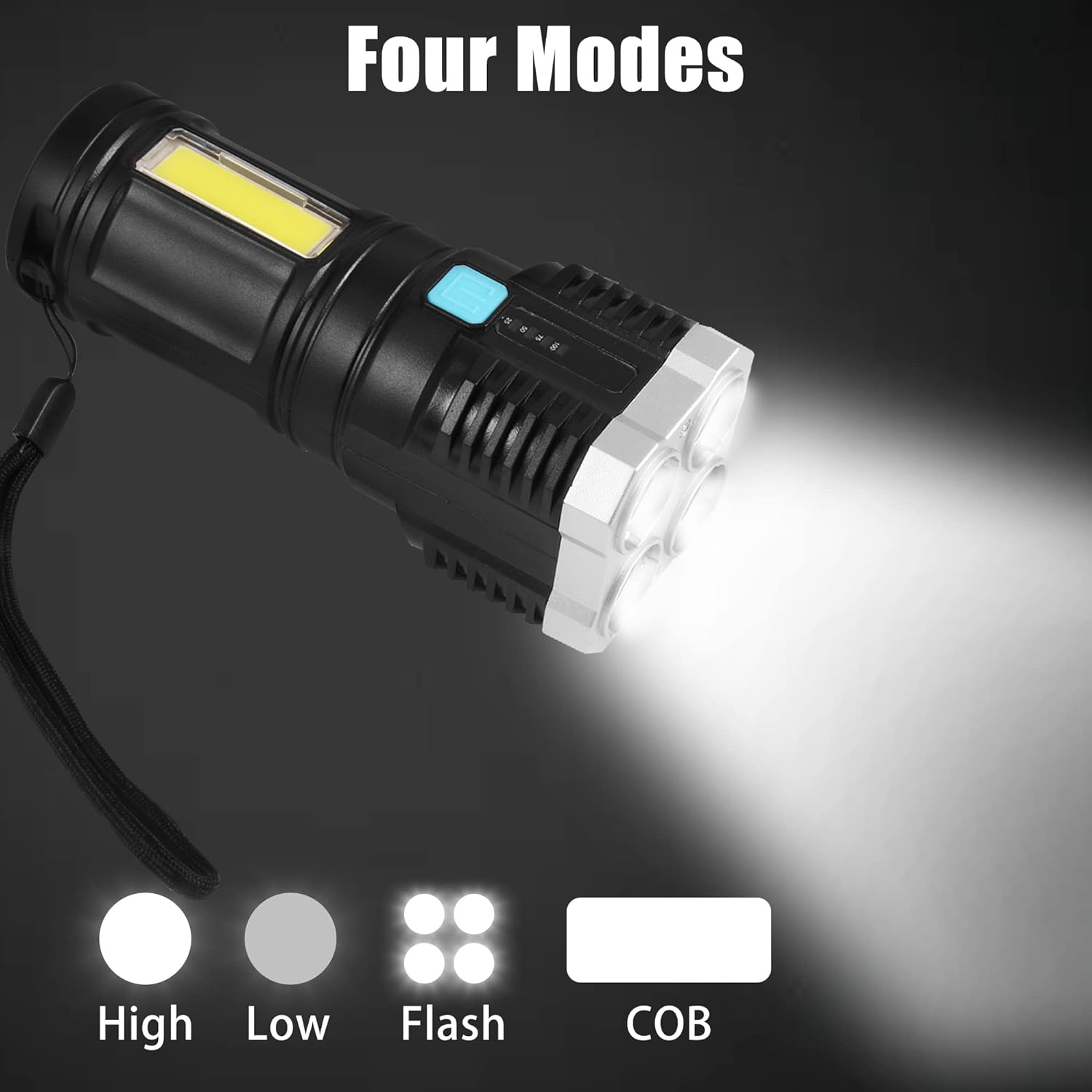 Rechargeable 4-LED Torch Light with 800 Lumens for Outdoor Use - view 4