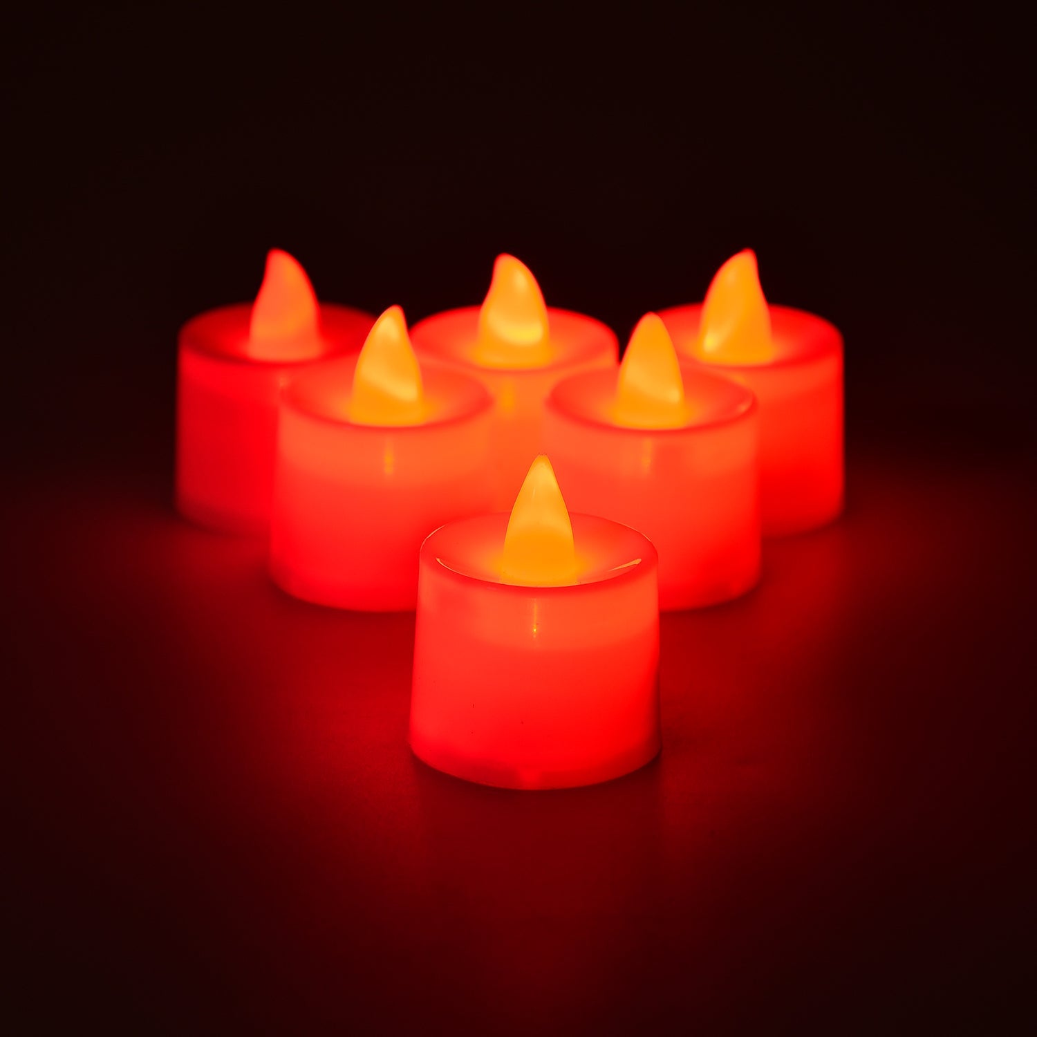 Red LED Tealights Smokeless Flameless Candles for Home Decor, Diwali (24 Pcs) - view 3