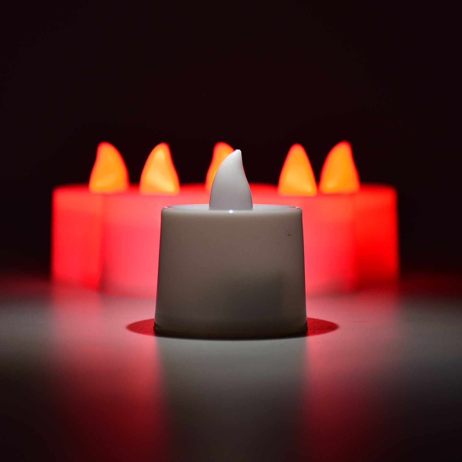 Red LED Tealights Smokeless Flameless Candles for Home Decor, Diwali (24 Pcs) - view 5