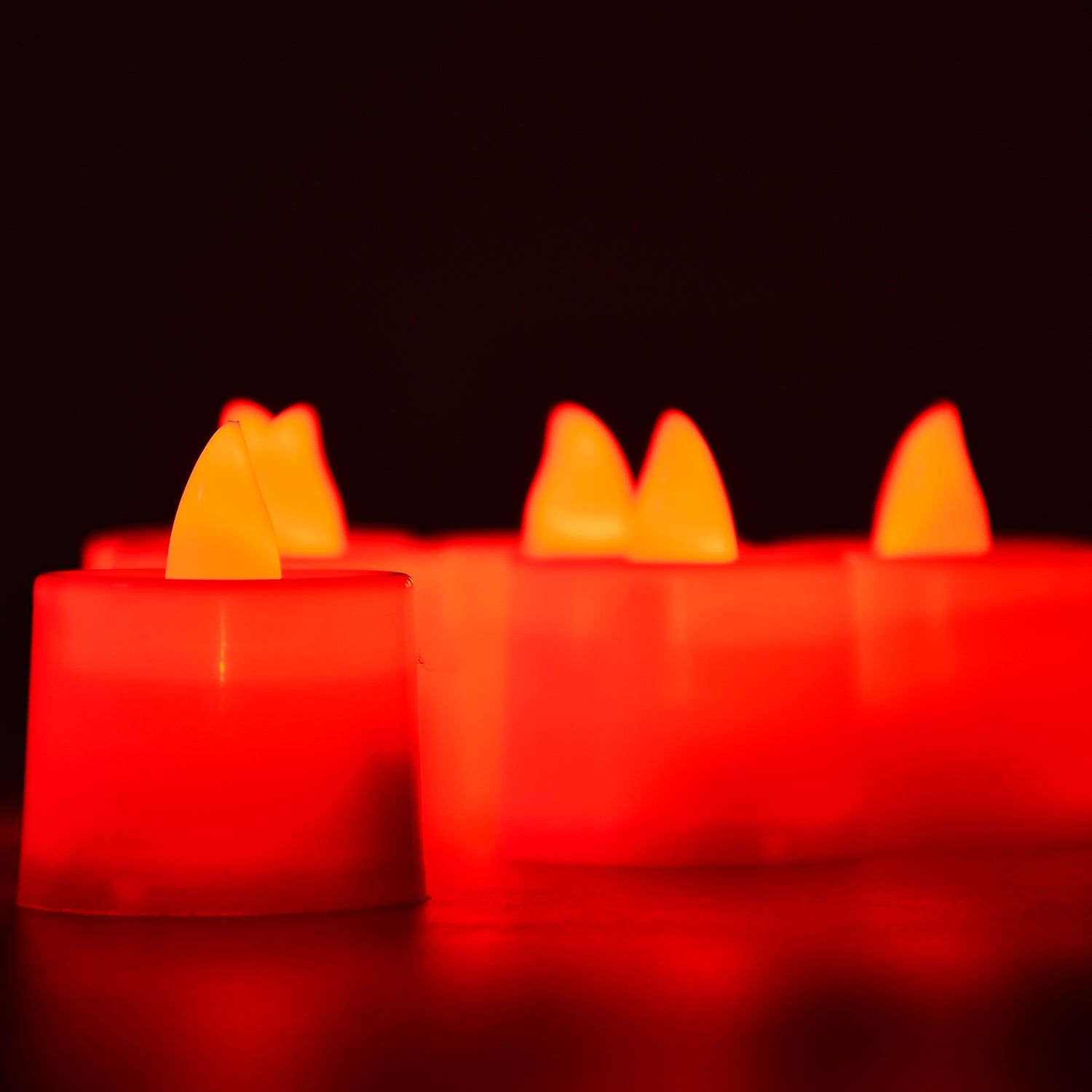 Red LED Tealights Smokeless Flameless Candles for Home Decor, Diwali (24 Pcs) - view 6