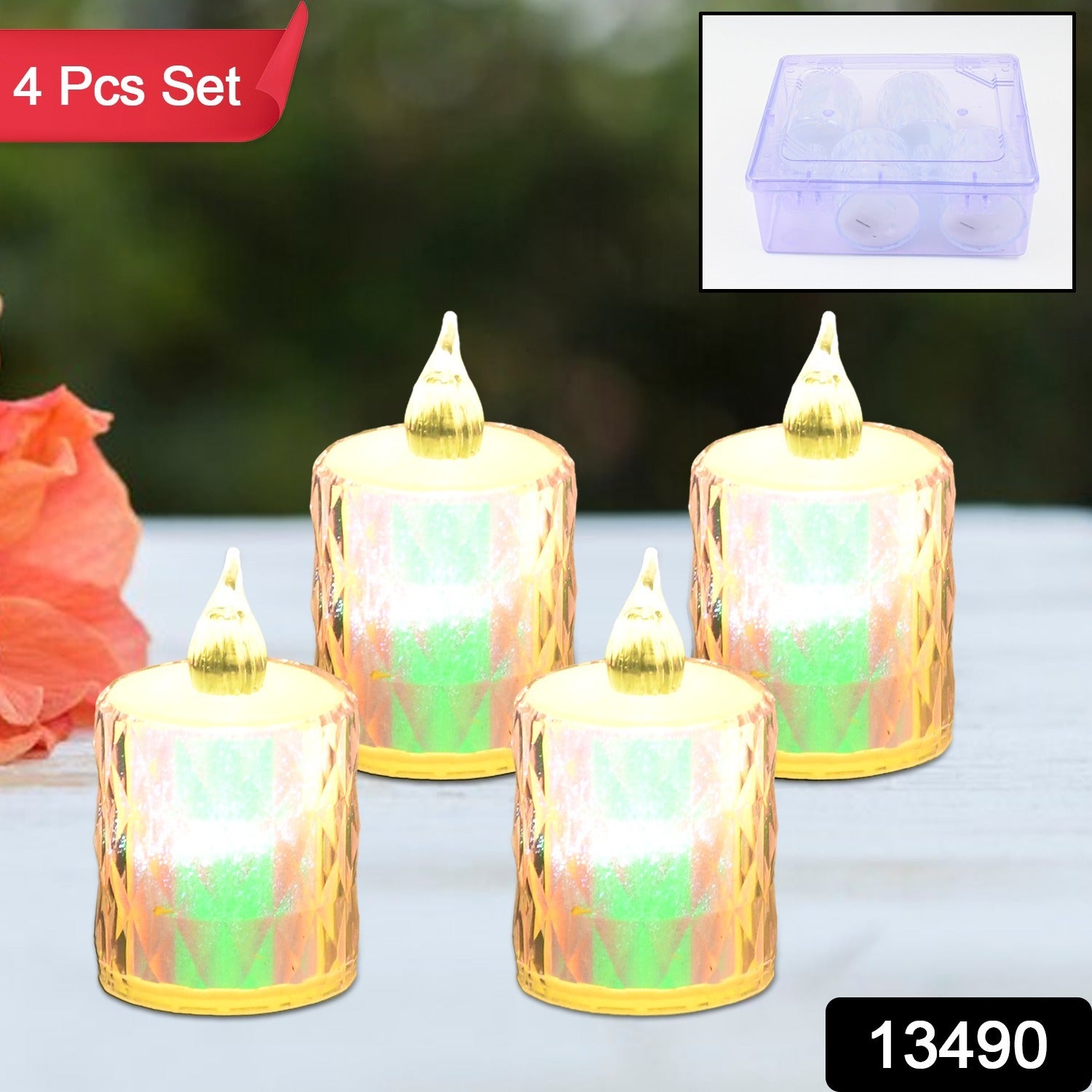 4 Pc Flameless and Smokeless Decorative Melting Candles LED Tea Light, Diwali - view 2