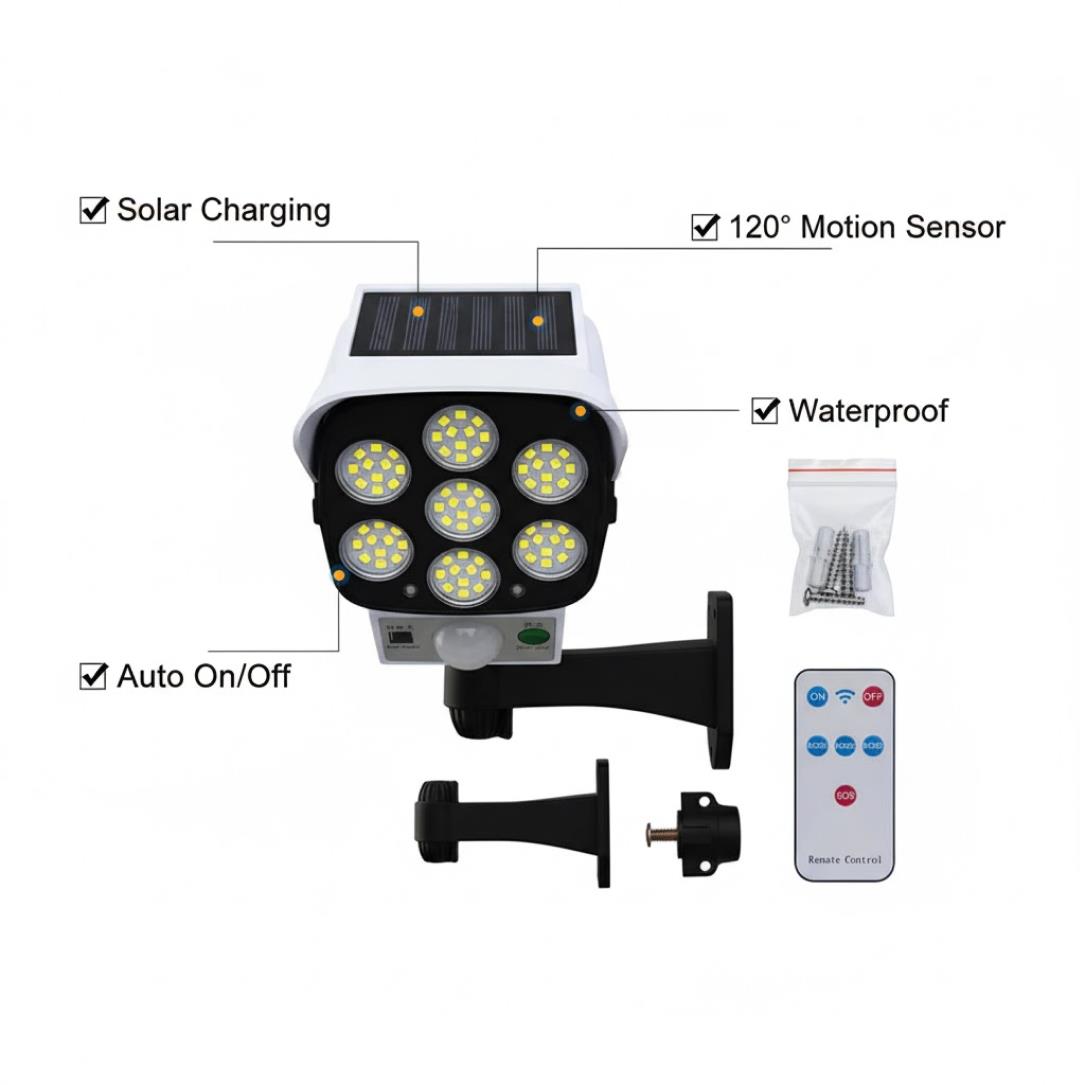 Solar Light Outdoor Motion Sensor Security Camera Shaped Dummy Wall Lamp (1 Pc) - view 2