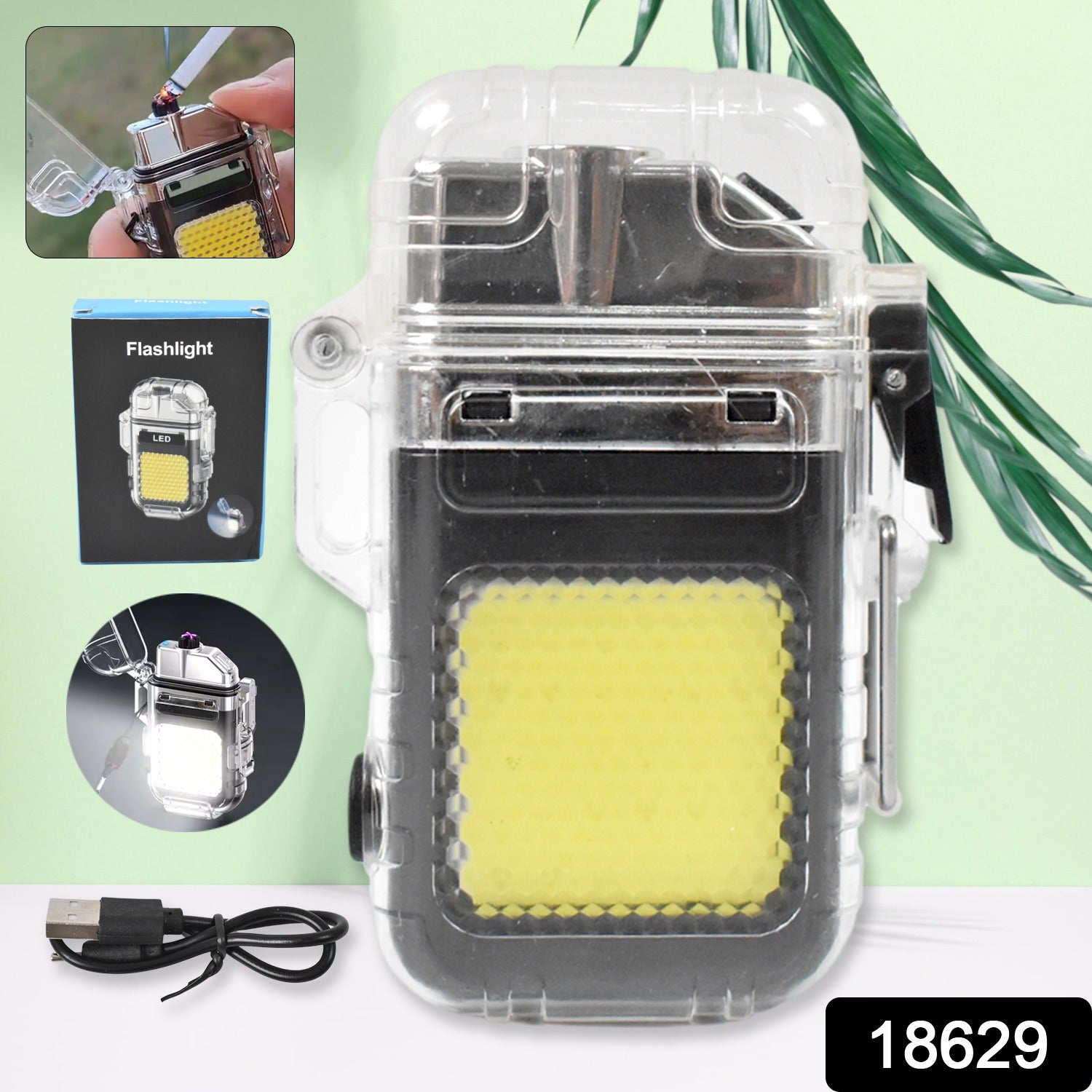 USB Rechargeable Electric Lighter & 3 Modes COB Flashlight (1 Pc) - view 2