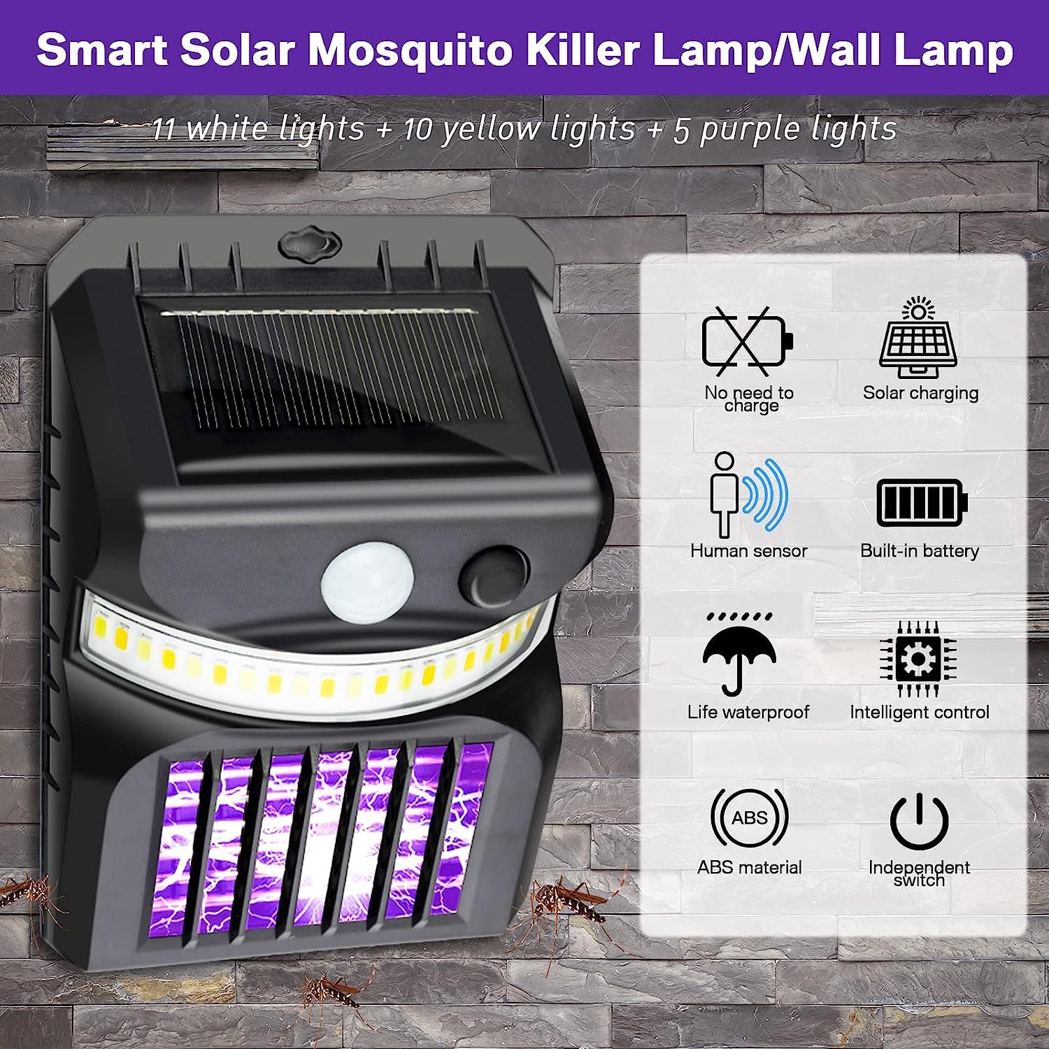 Bug Zapper Outdoor 2 in 1 Solar Mosquito Zapper Lamps (1 Pc) - view 2
