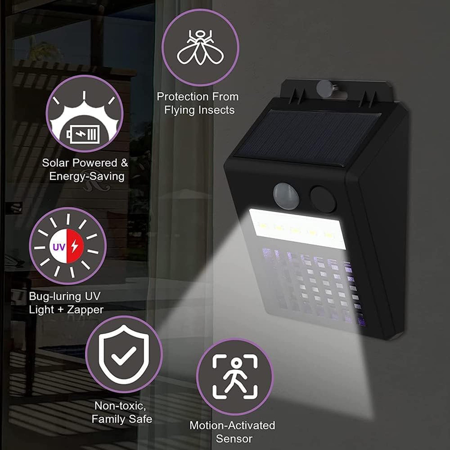 Bug Zapper Outdoor 2 in 1 Solar Mosquito Zapper Lamps (1 Pc) - view 6