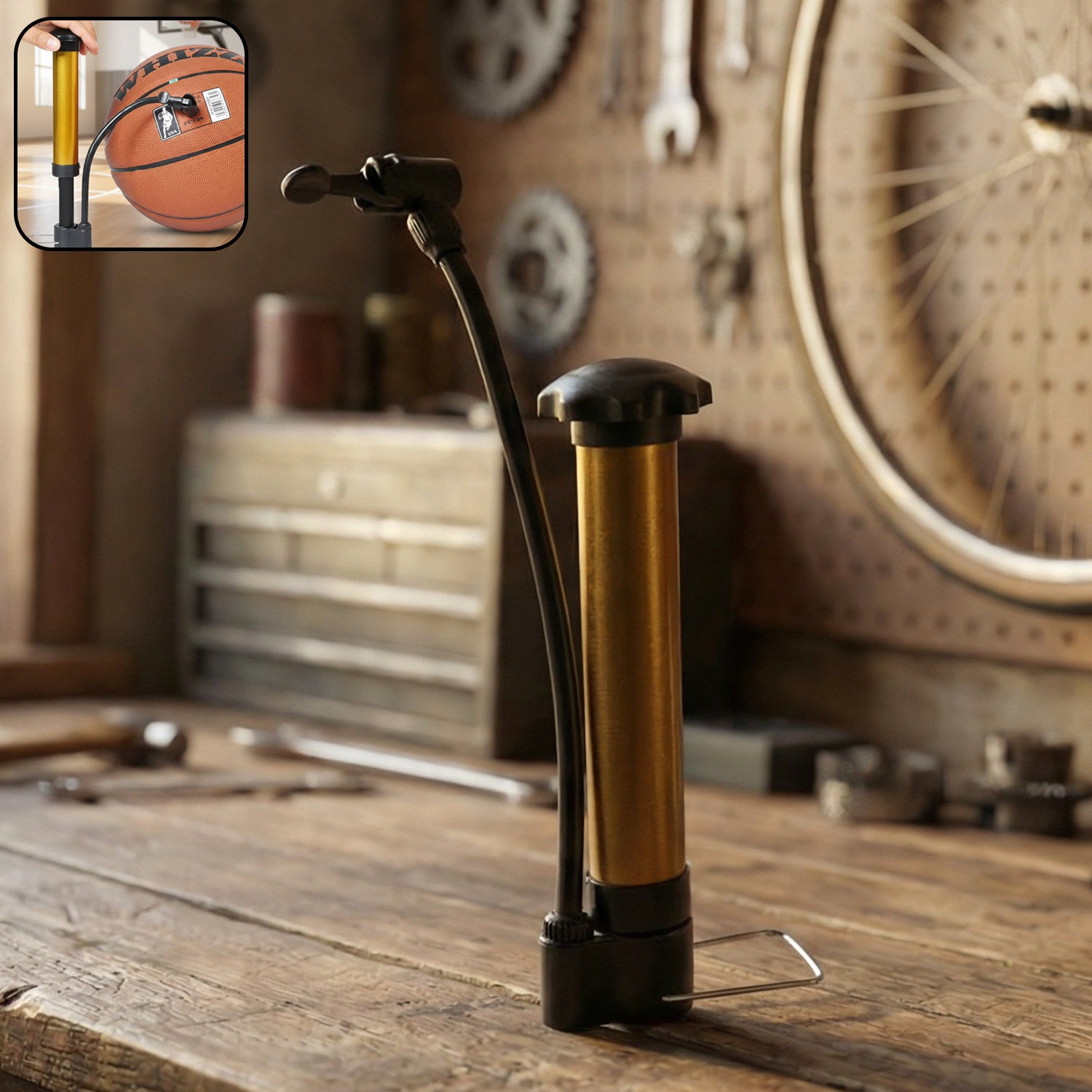 Mini Hand Air Pump – Portable Metal High-Pressure Inflator for Sports (1 Pc)