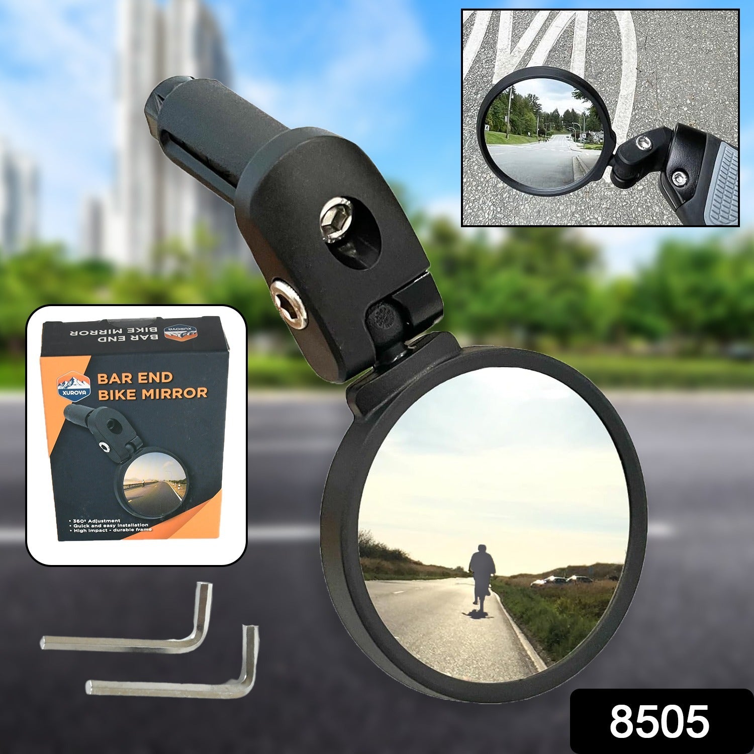 Bar End Bike Mirror: 360° Rotatable & Foldable (1 Pc) - view 2