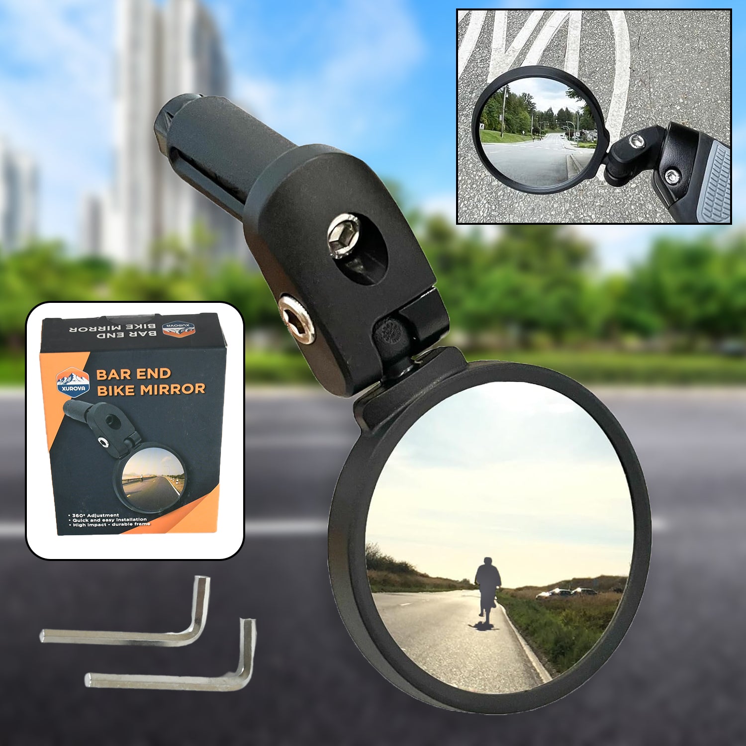 Bar End Bike Mirror: 360° Rotatable & Foldable (1 Pc) - view 4
