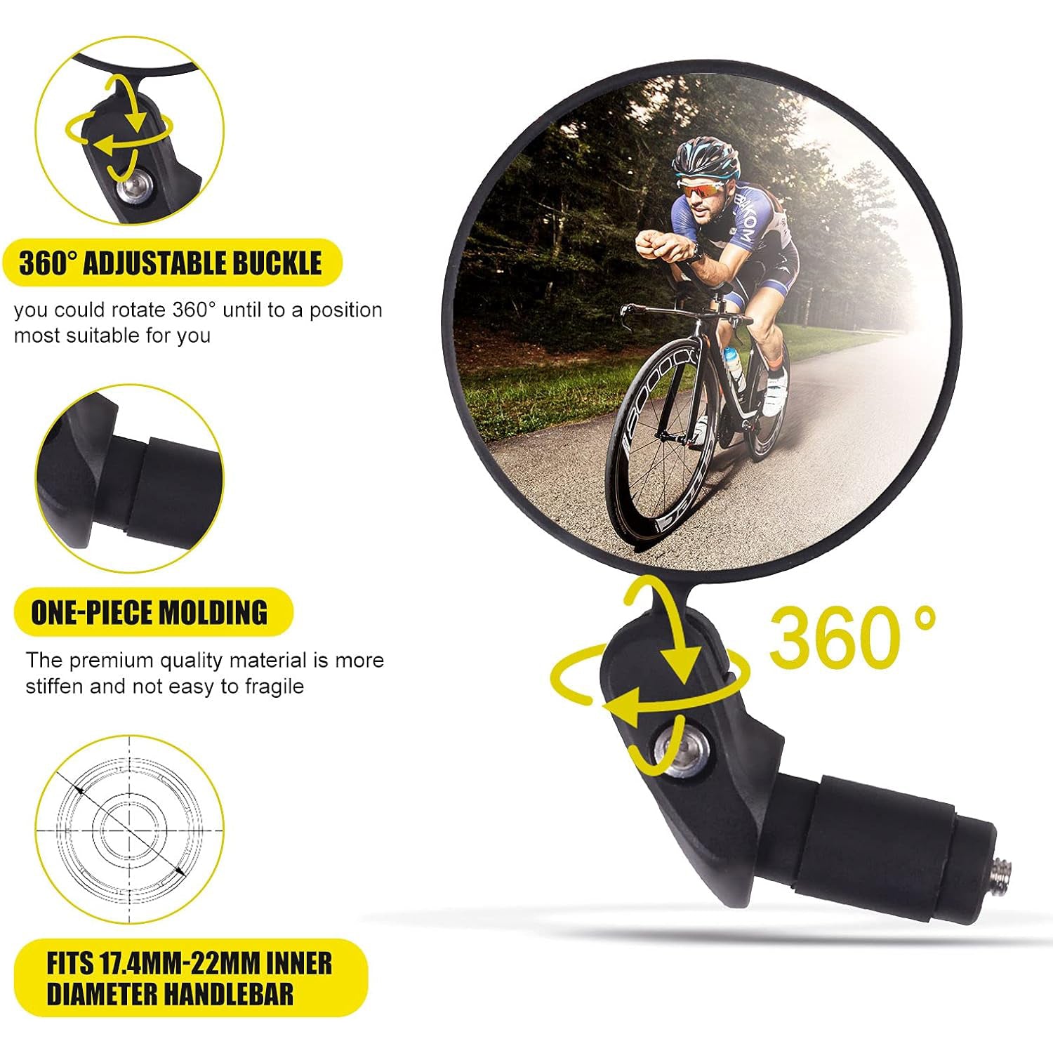 Bar End Bike Mirror: 360° Rotatable & Foldable (1 Pc) - view 7