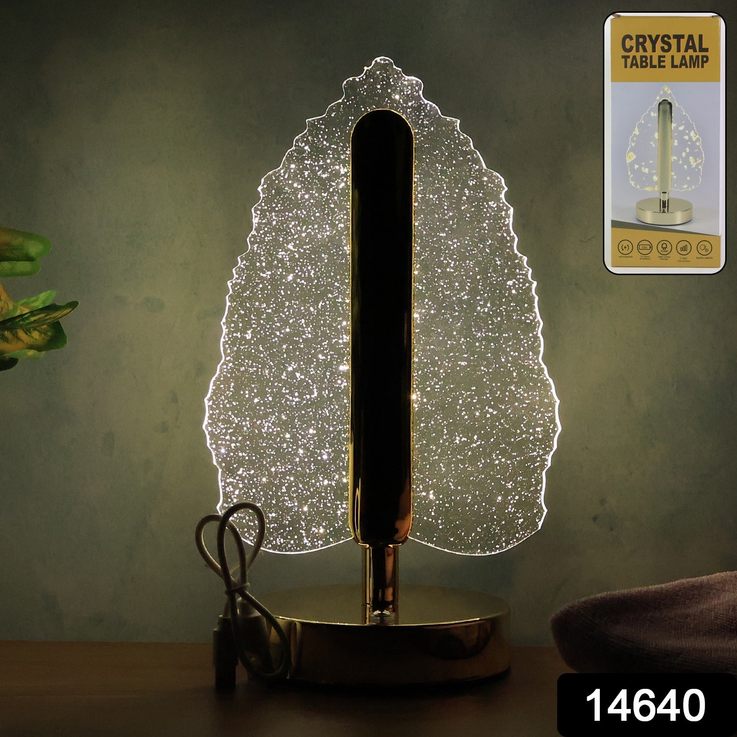 LED Crystal Table Lamp with USB Power - view 2