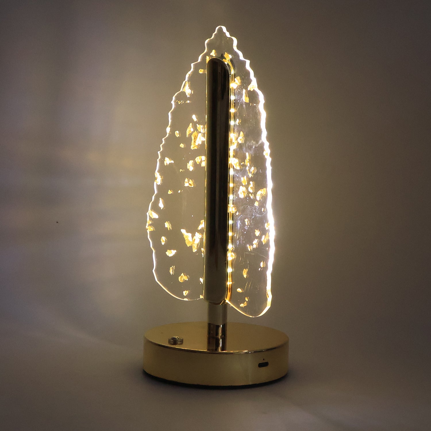 Premium Golden Crystal Leaf-Shaped LED Table Lamp (1 Pc) - view 4