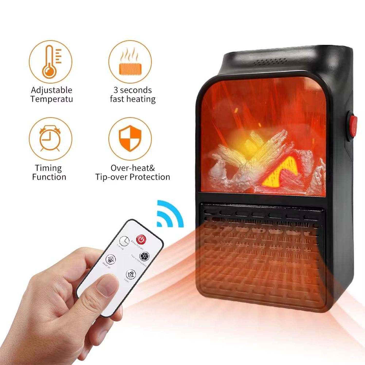 Portable Electric Fireplace lamp LED Flame Heater (1000w / 1 Pc) - view 2