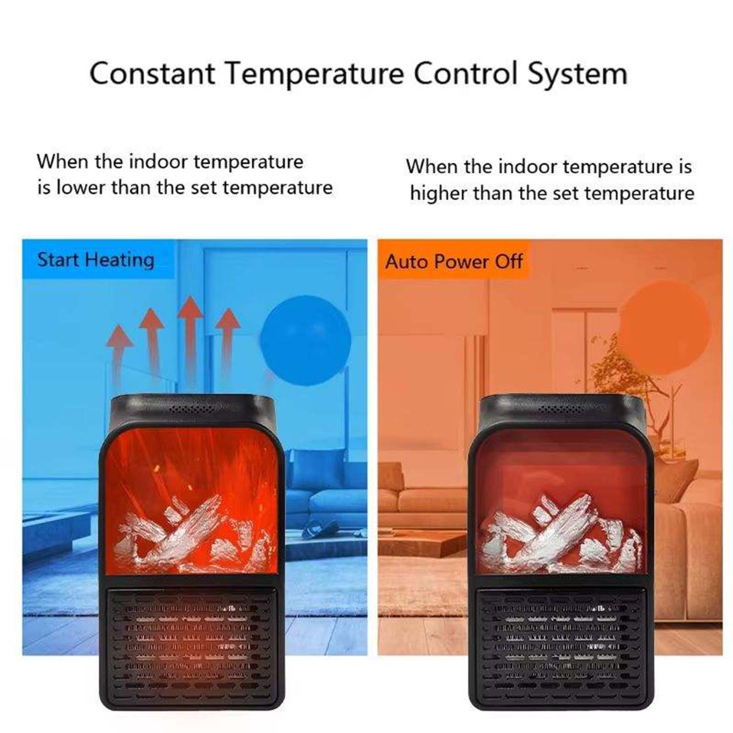 Portable Electric Fireplace lamp LED Flame Heater (1000w / 1 Pc) - view 3