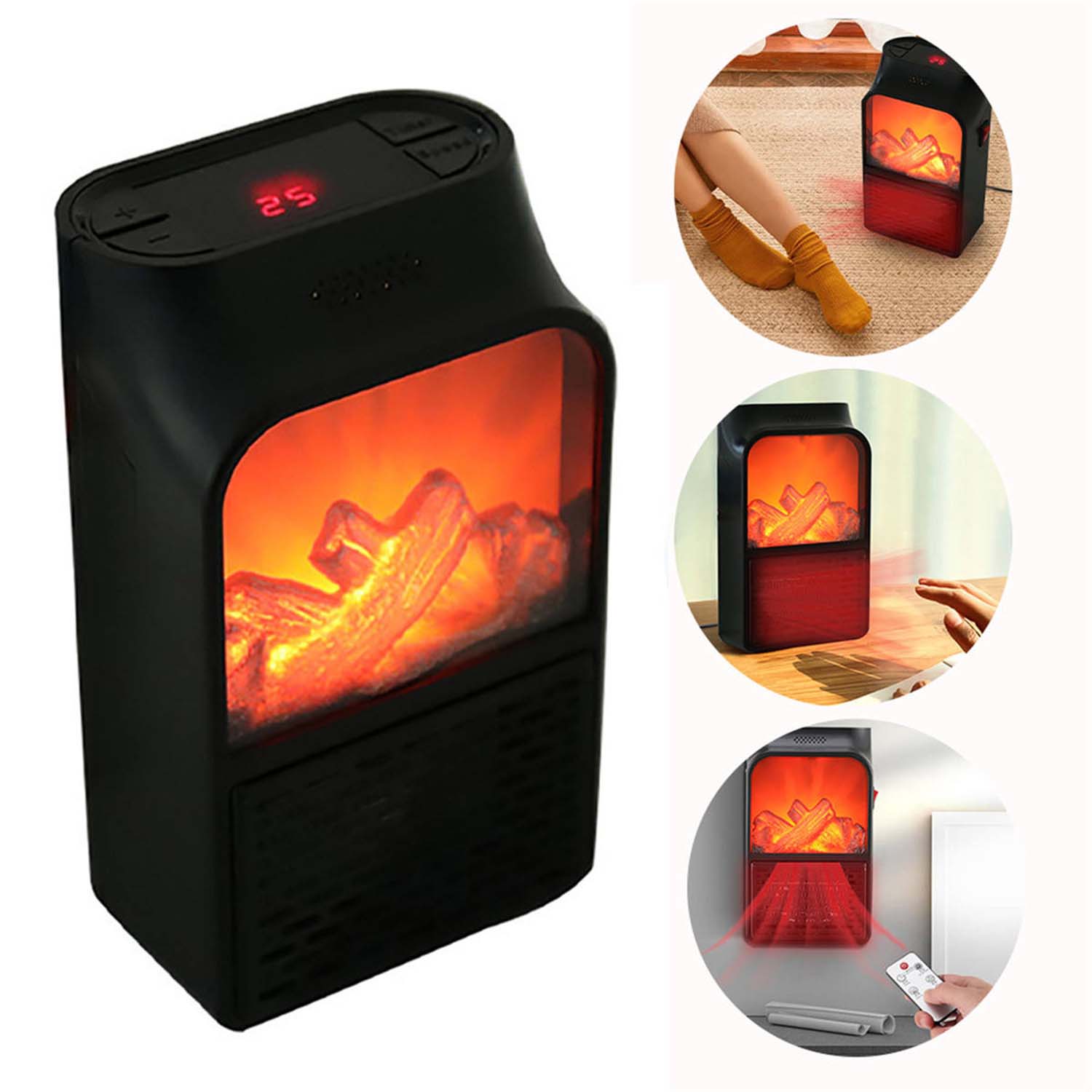 Portable Electric Fireplace lamp LED Flame Heater (1000w / 1 Pc) - view 5