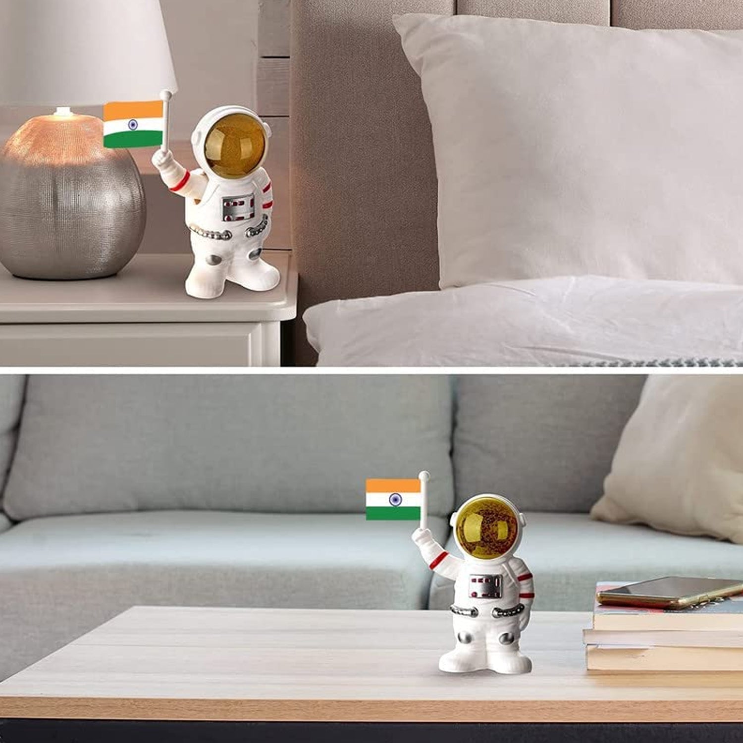 Solar Power Astronaut Ornament Moving Hand with Indian Flag (1 Pc) - view 3