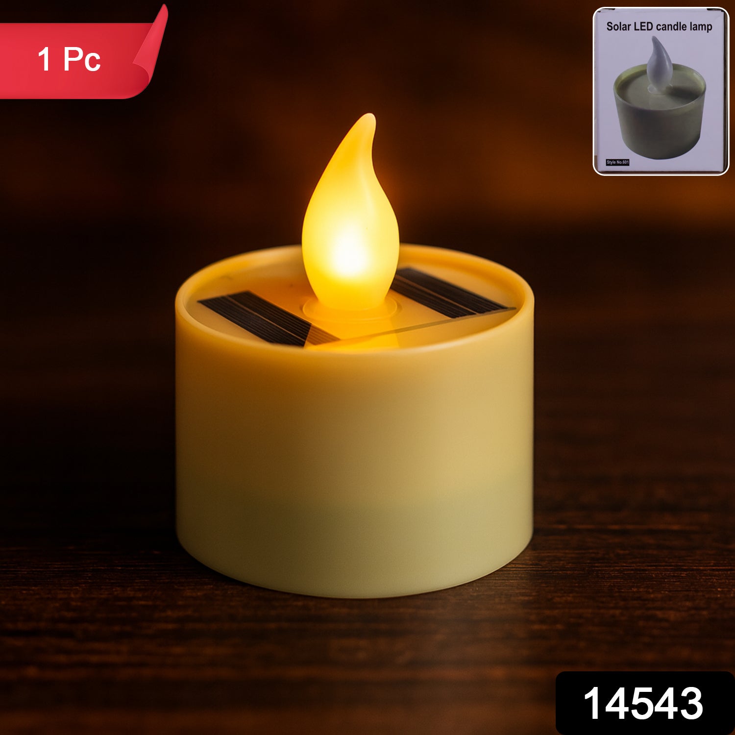 Solar Powered LED Flameless Candle Light (1 Pc) - view 7
