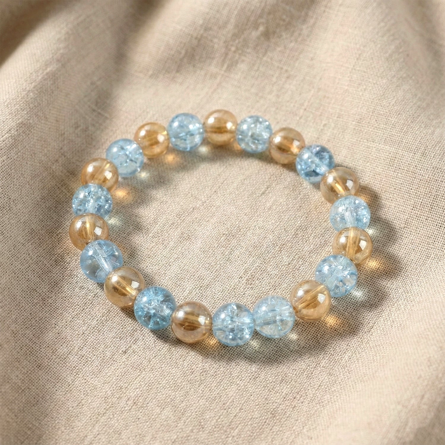 Elegant Dual-Tone Crystal Beaded Stretch Bracelet (1 Pc) - view 2