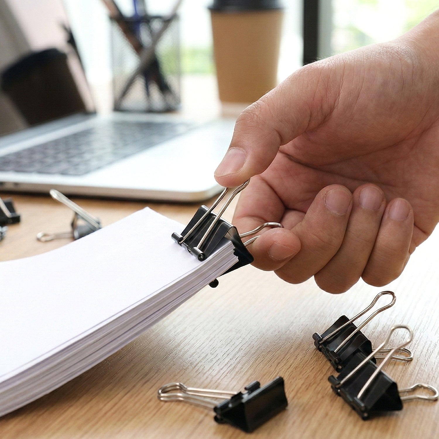 Black Metal Binder Clips (19 MM, 12 Pieces Set) - view 2