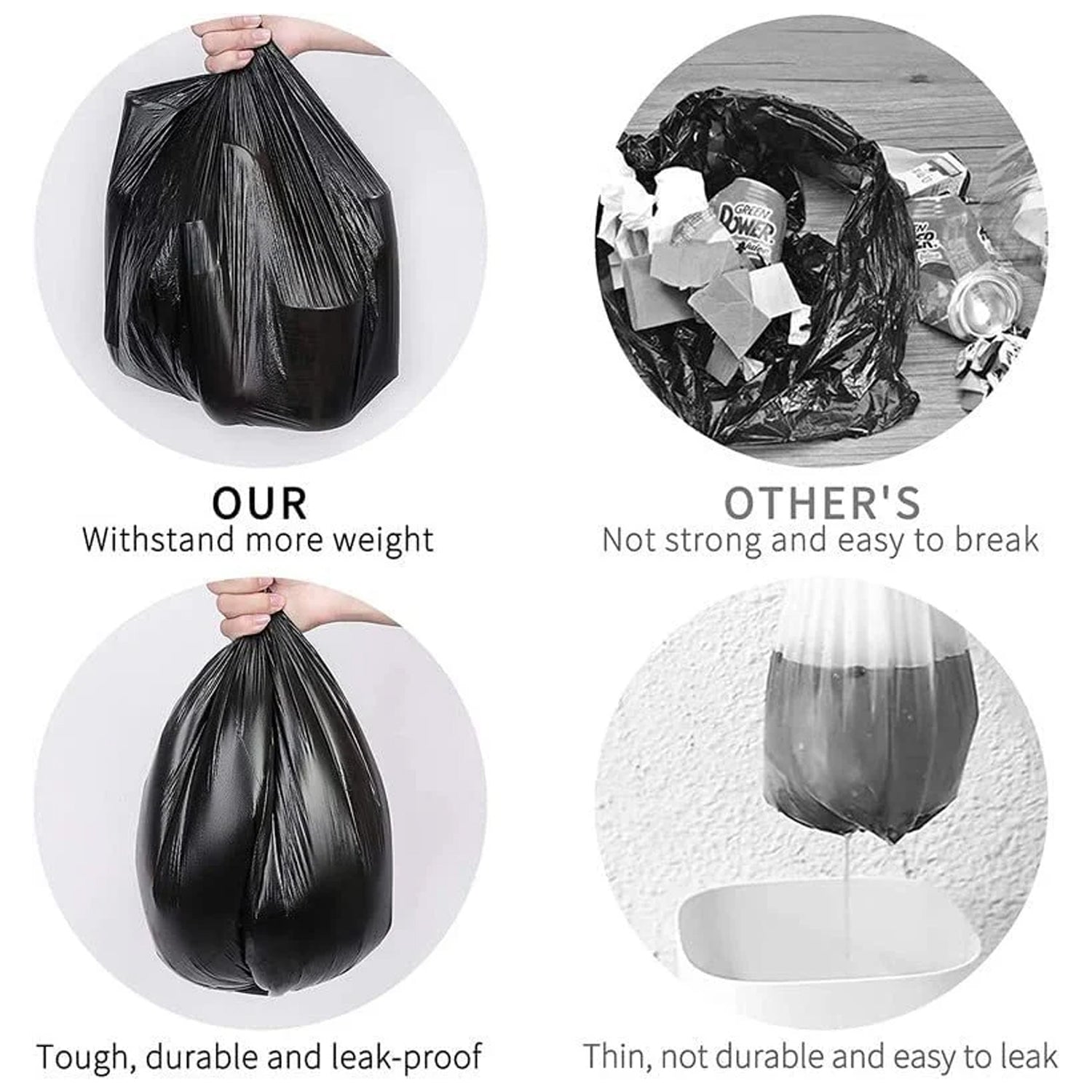 Heavy-Duty Black Garbage Bag Roll for Home & Commercial Waste Disposal (1 Roll) - view 2