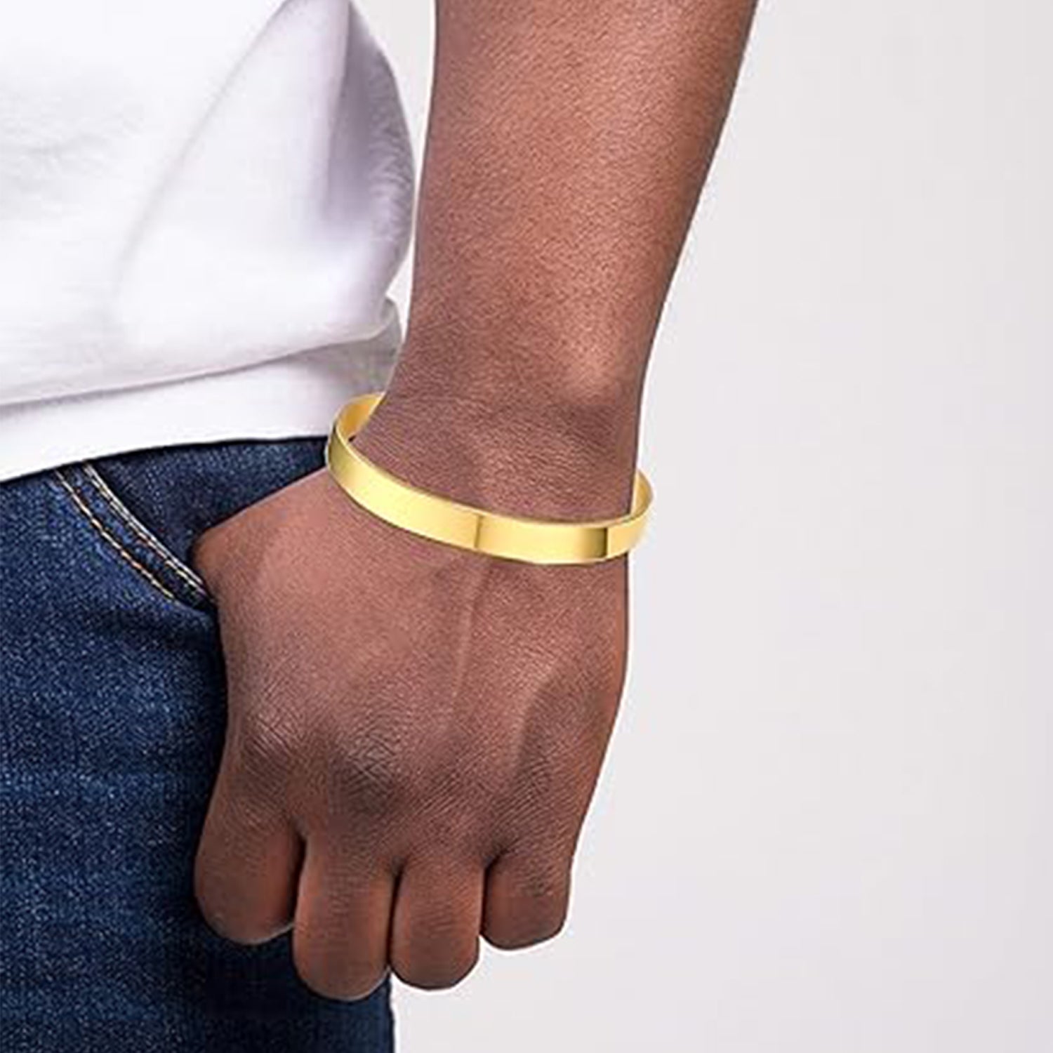 Elegant Gold Finish Open Cuff Bracelet Kada (1 Pc) - view 3