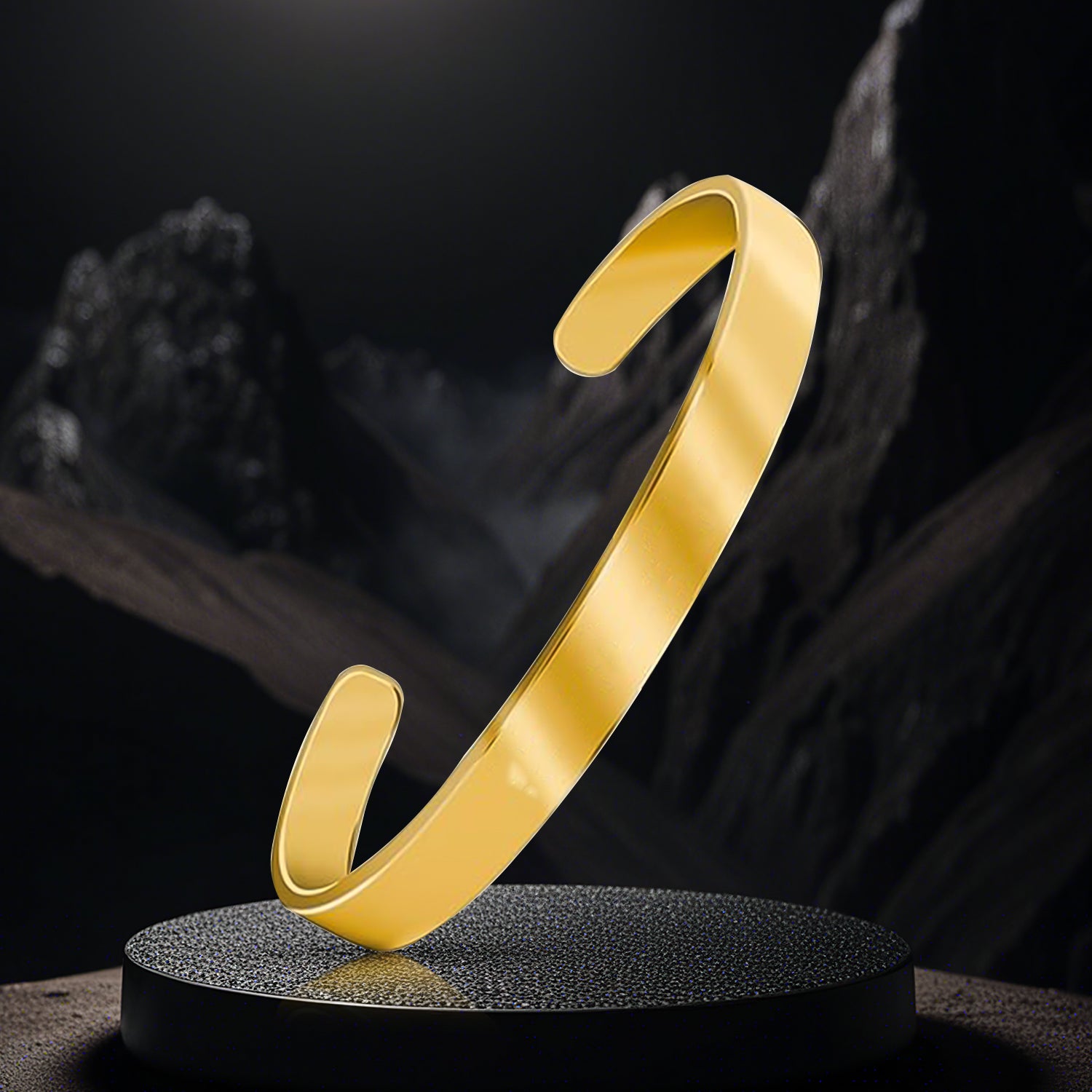 Elegant Gold Finish Open Cuff Bracelet Kada (1 Pc) - view 4